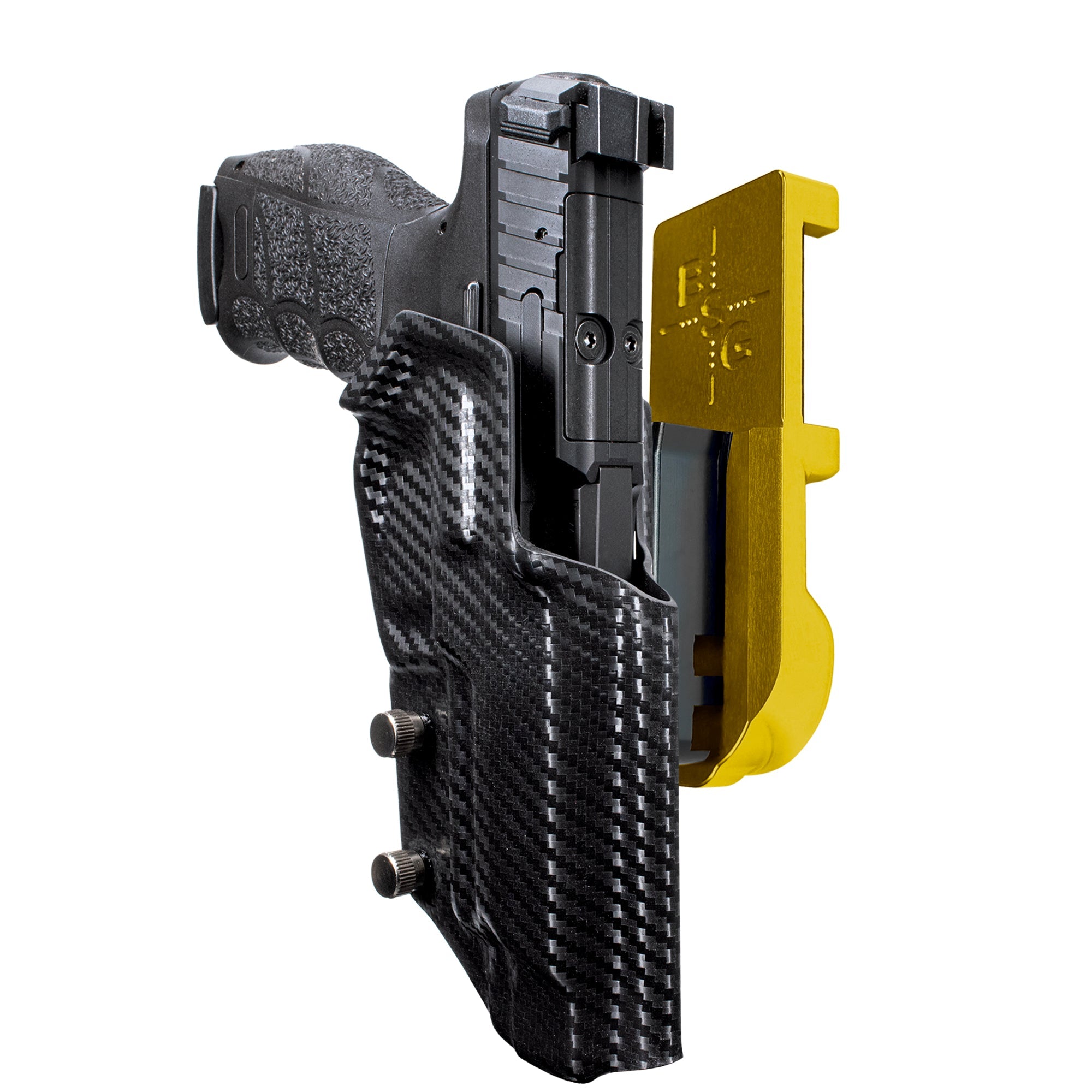 Heckler & Koch VP9L IPSC/USPA Quick Mount Holster with 24K Gold Belt Attachment, Carbon Fiber Holster Shell