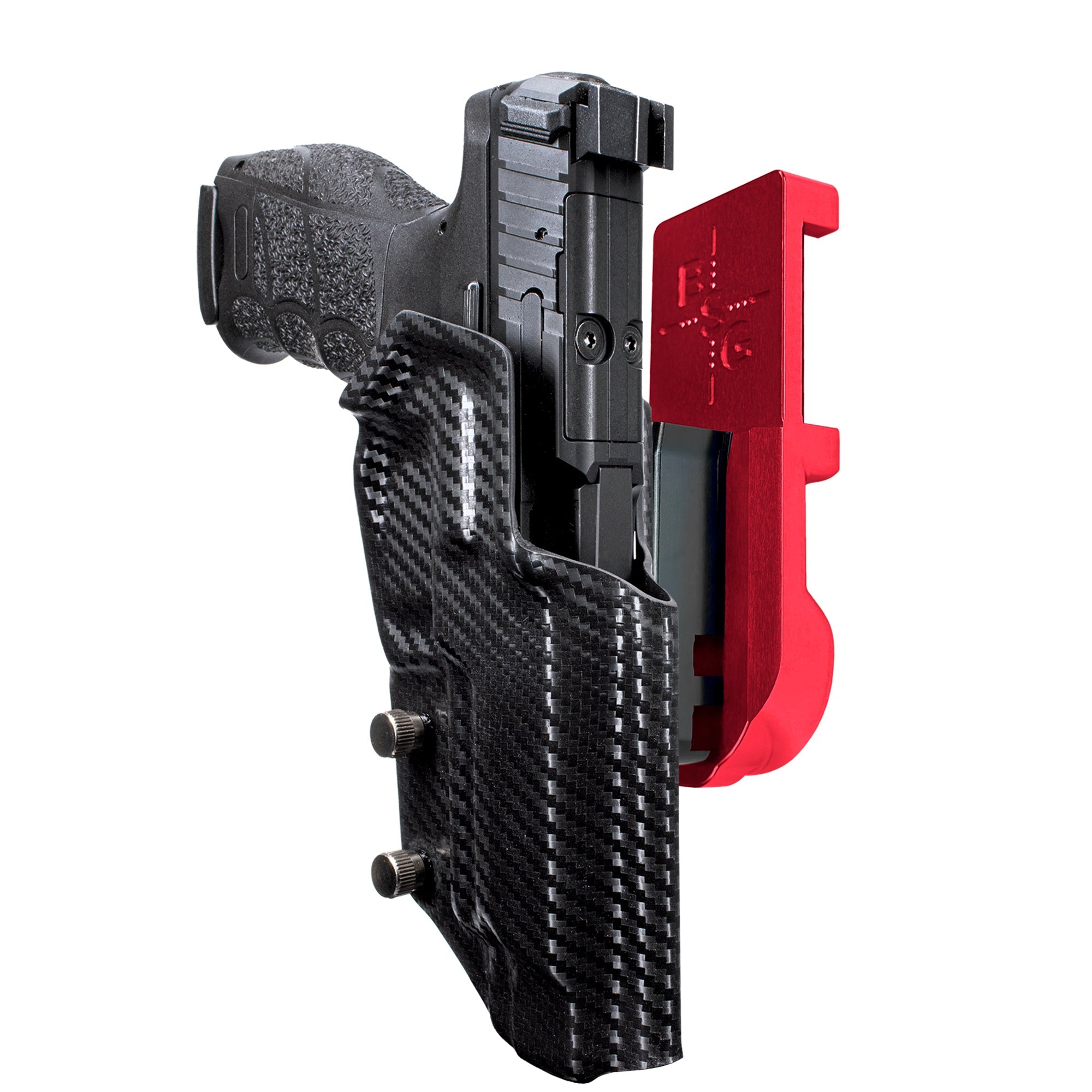 Heckler & Koch VP9L IPSC/USPA Quick Mount Holster with Red Belt Attachment, Carbon Fiber Holster Shell