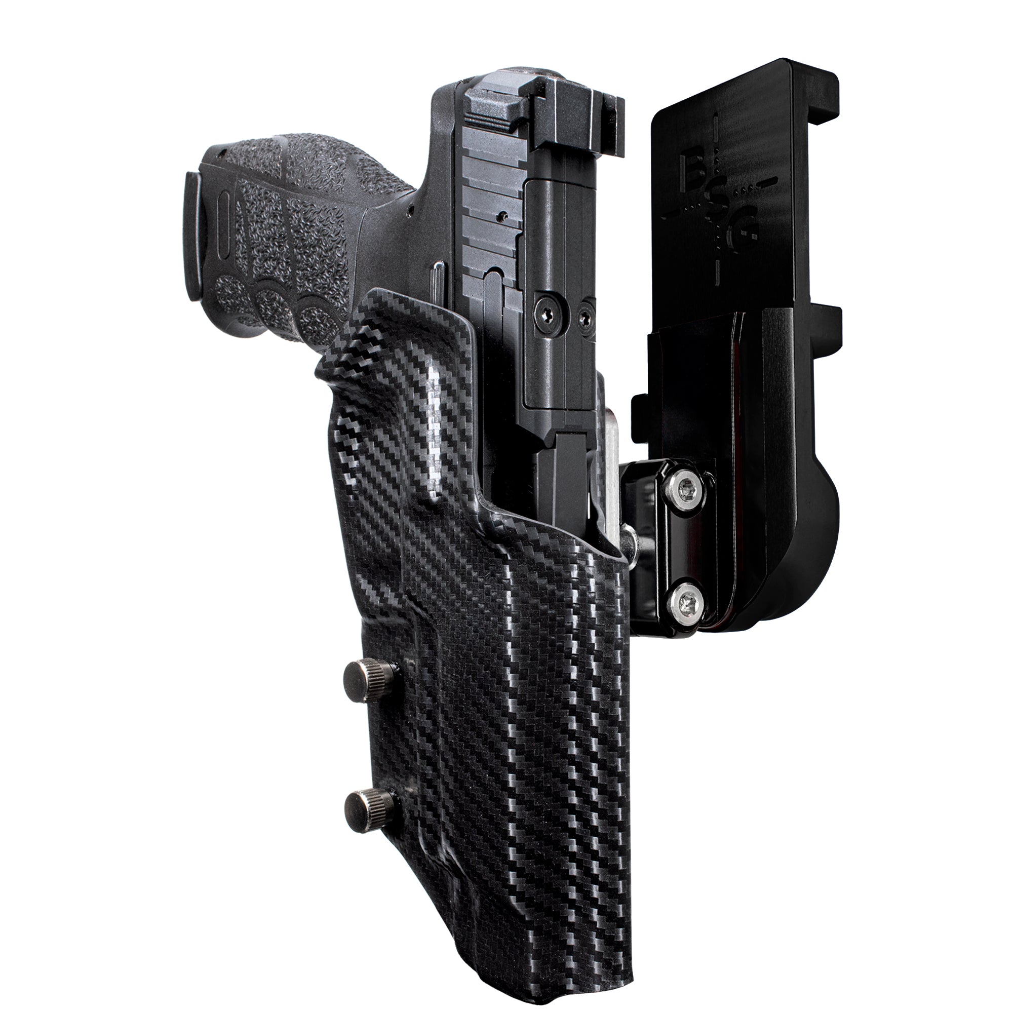 Heckler & Koch VP9L IPSC/USPA Quick Mount Ball Joint Holster with Black Belt Attachment, Carbon Fiber Holster Shell