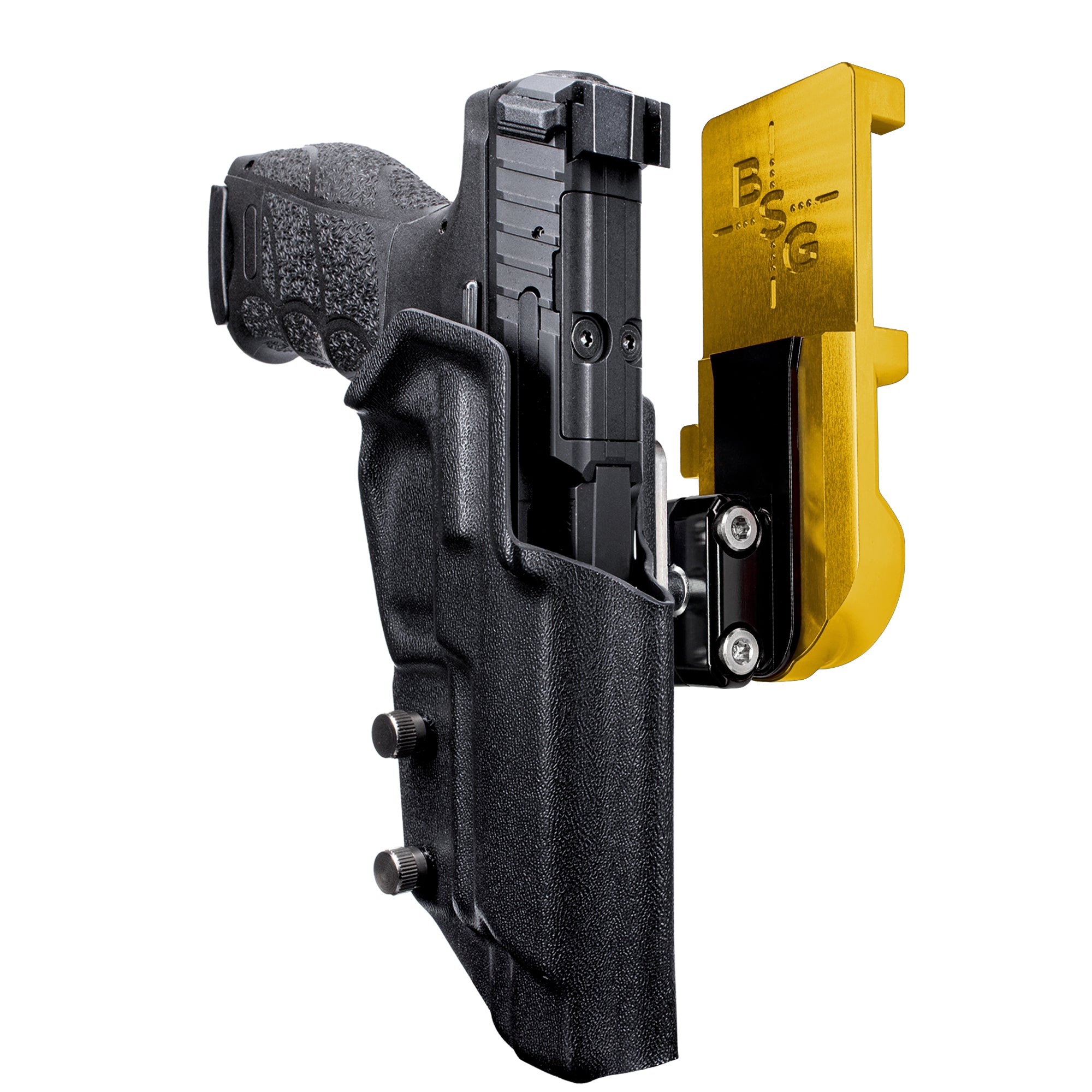 Heckler & Koch VP9L IPSC/USPA Quick Mount Ball Joint Holster with 24K Gold Belt Attachment, Black Holster Shell