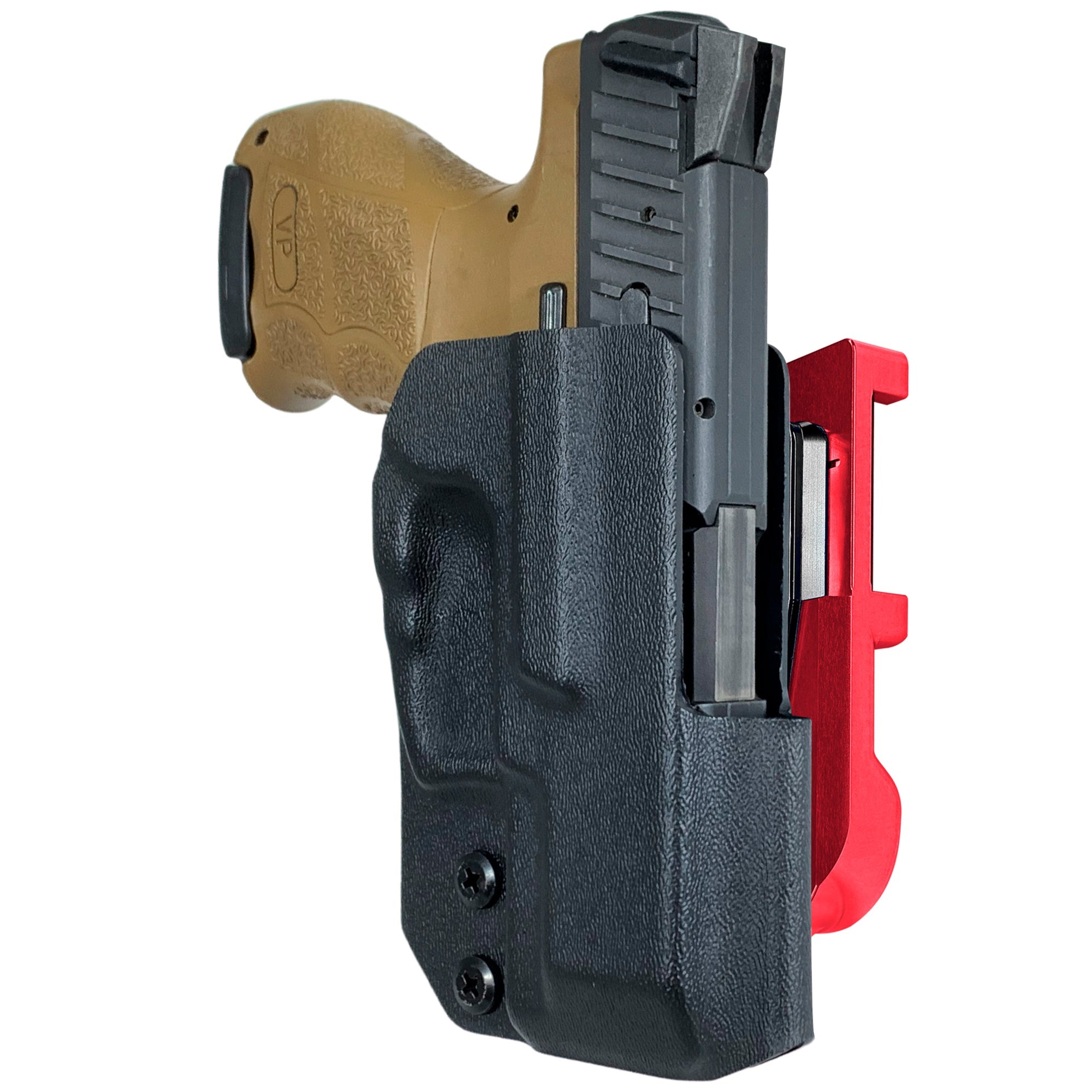 H&K VP9SK IDPA Quick Mount Holster with Red Belt Attachment, Black Holster Shell
