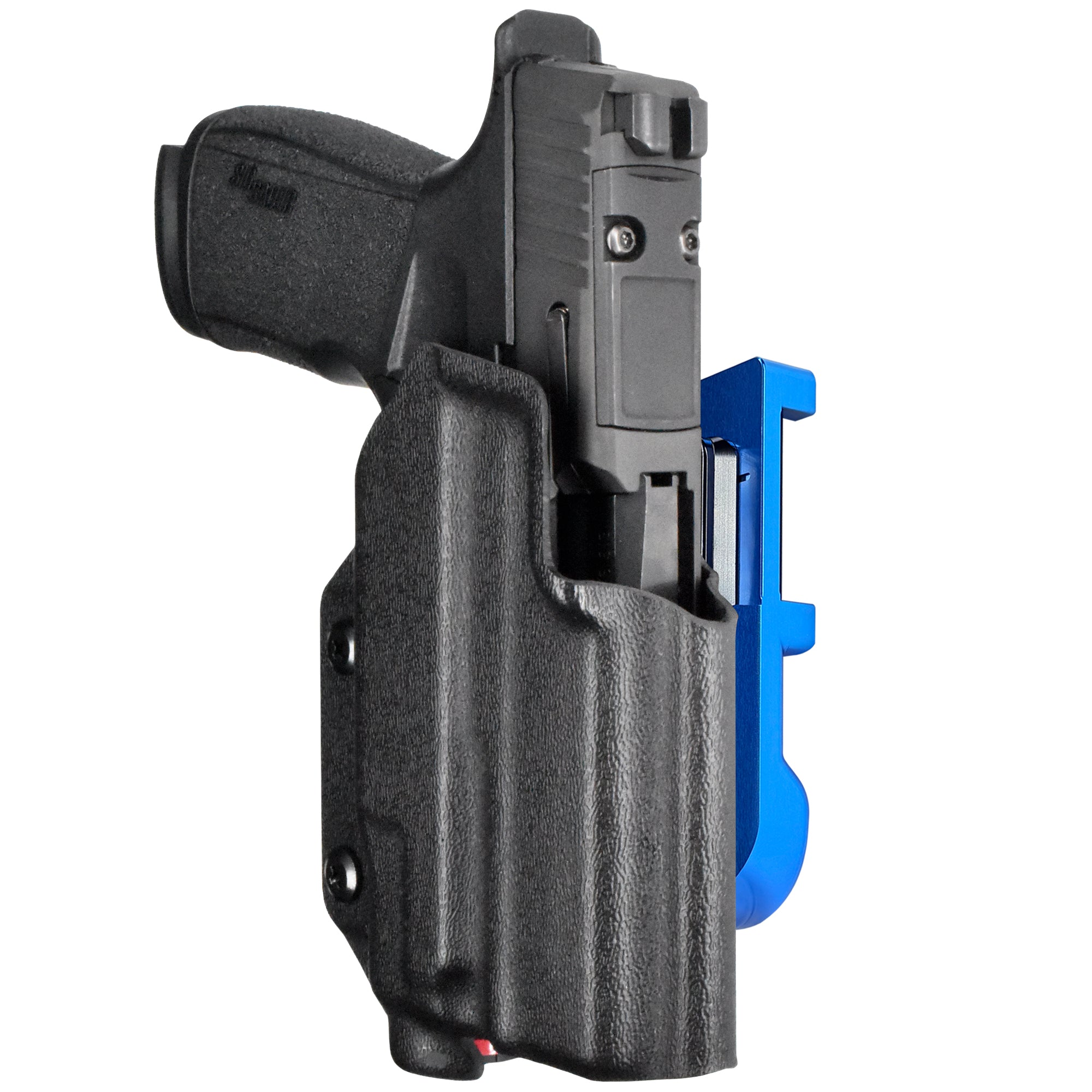 Sig P365 XMACRO w/ TLR-7 Sub IDPA Quick Mount Holster with Blue Belt Attachment, Black Holster Shell
