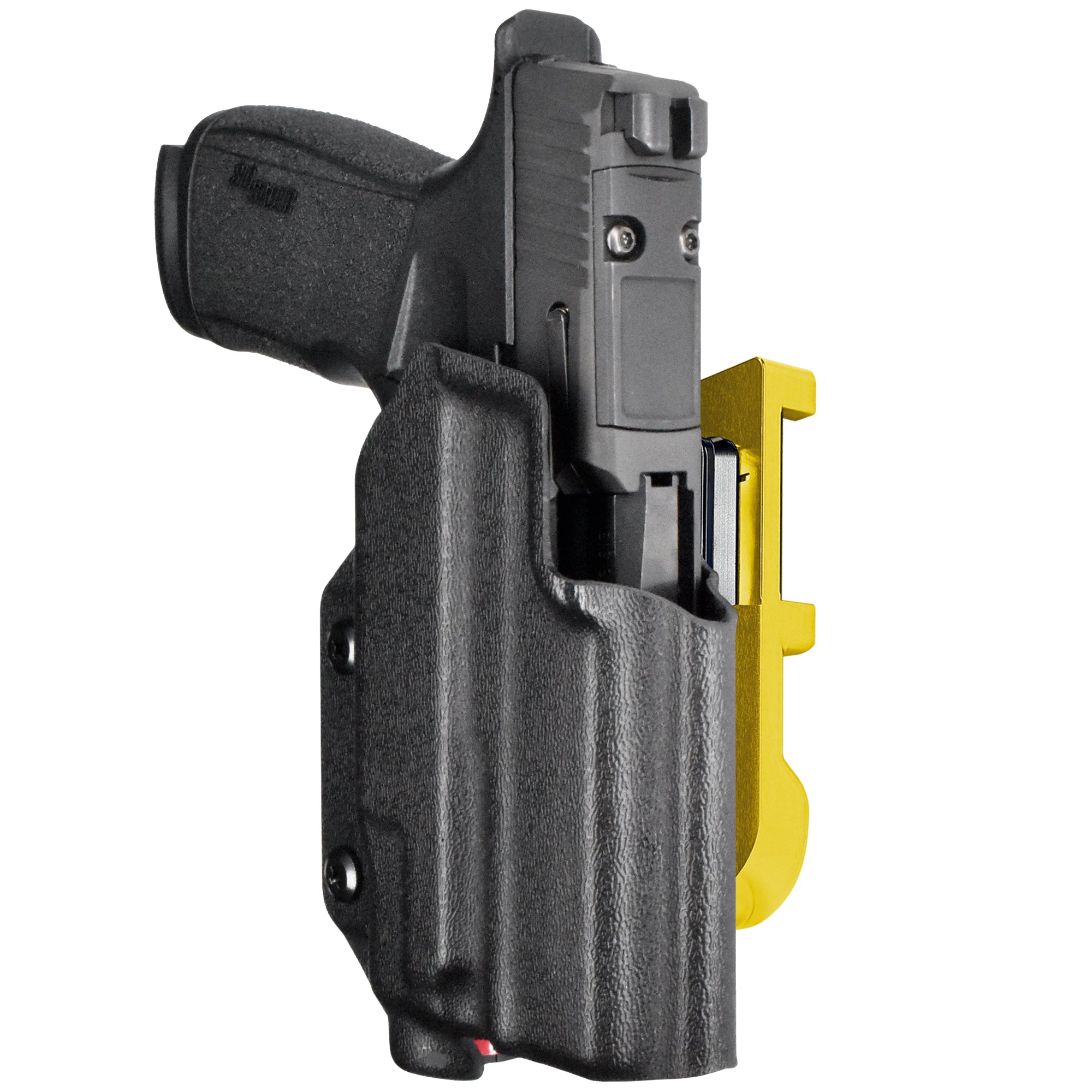Sig P365 XMACRO w/ TLR-7 Sub IDPA Quick Mount Holster with 24K Gold Belt Attachment, Black Holster Shell