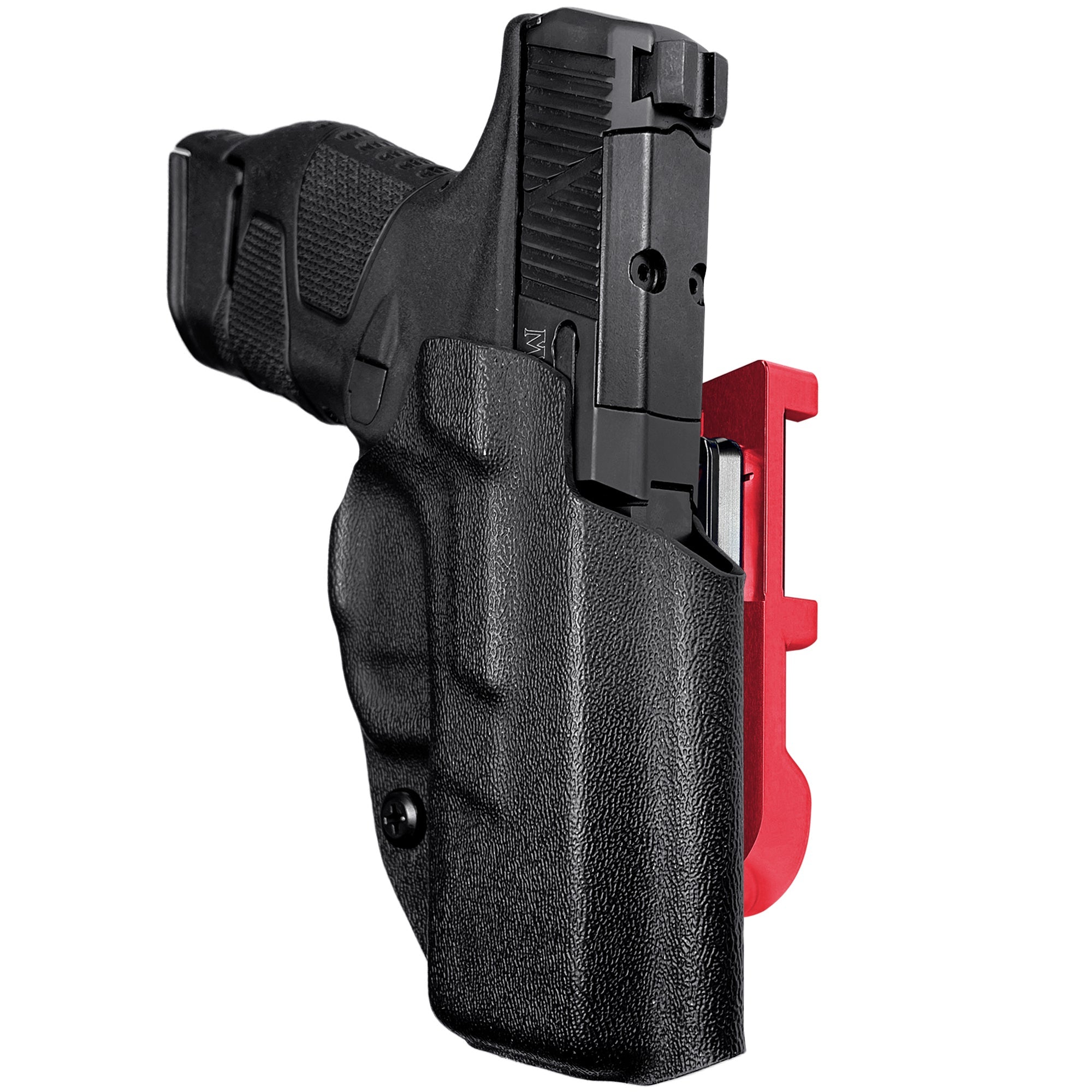 Mossberg MC2SC IDPA Quick Mount Holster with Red Belt Attachment, Black Holster Shell