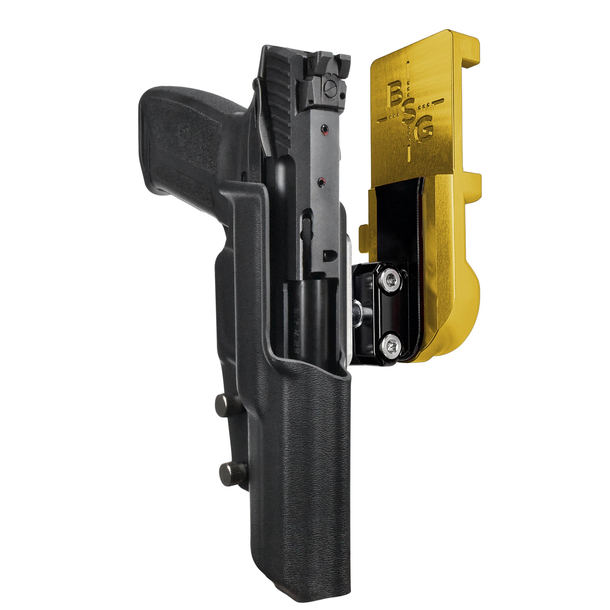 Ruger 5.7 IPSC/USPA Quick Mount Ball Joint Holster with 24K Gold Belt Attachment, Black Holster Shell