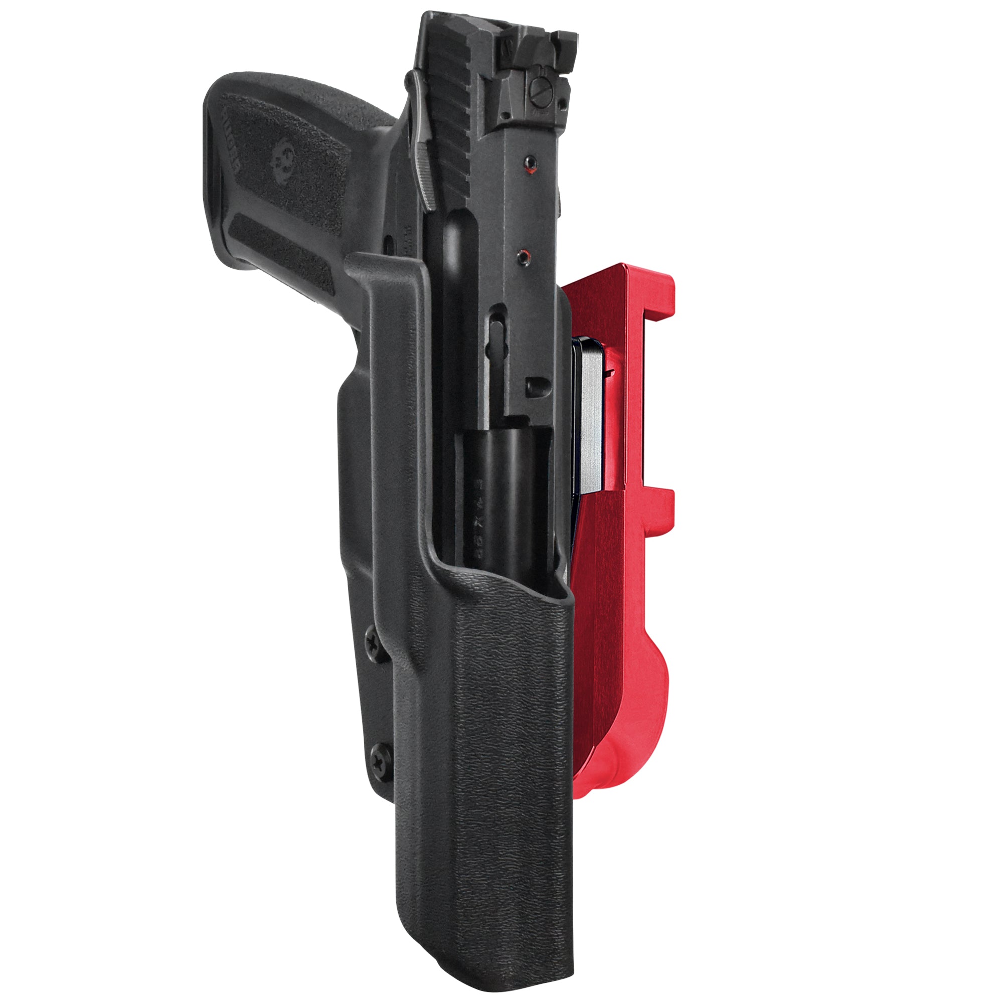 Ruger 5.7 IDPA Quick Mount Holster with Red Belt Attachment, Black Holster Shell