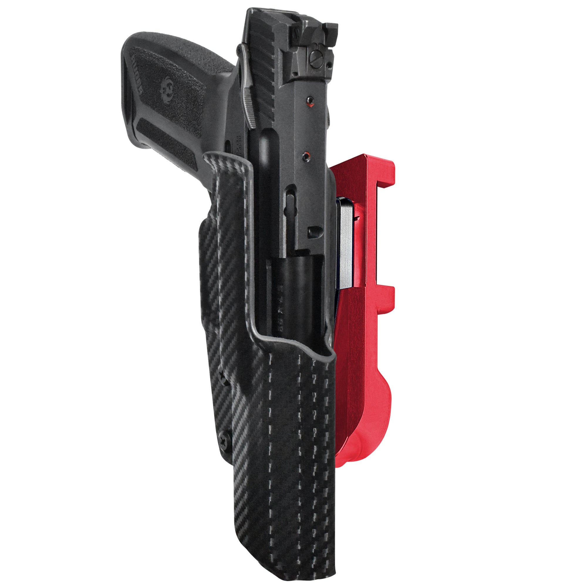 Ruger 5.7 IDPA Quick Mount Holster with Red Belt Attachment, Carbon Fiber Holster Shell