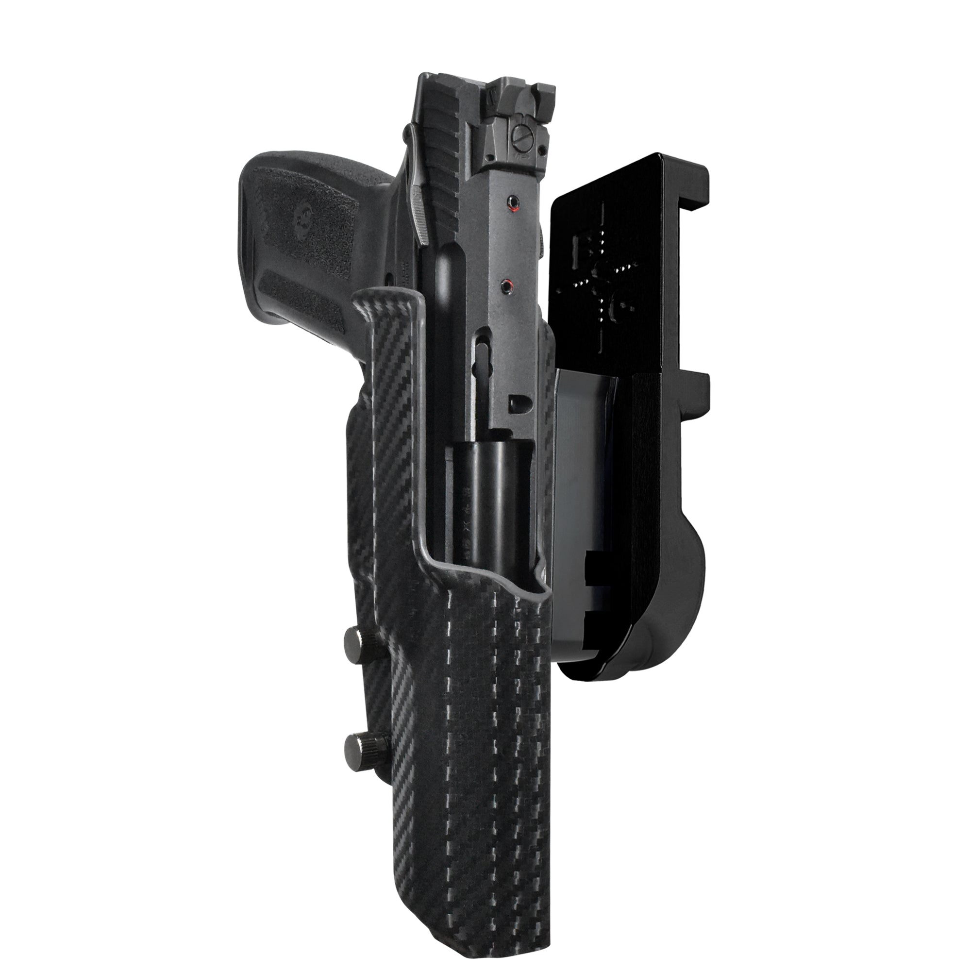 Ruger 5.7 IPSC/USPA Quick Mount Holster with Black Belt Attachment, Carbon Fiber Holster Shell