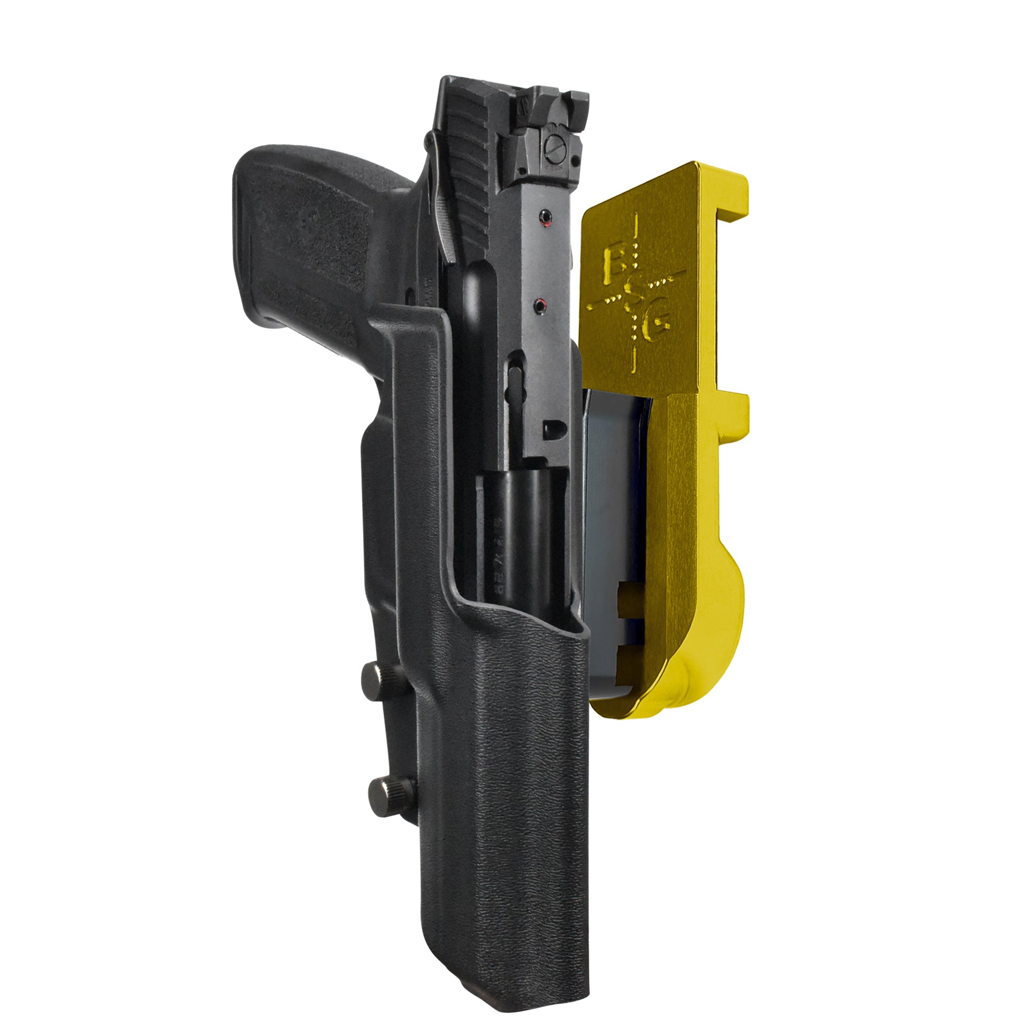 Ruger 5.7 IPSC/USPA Quick Mount Holster with 24K Gold Belt Attachment, Black Holster Shell