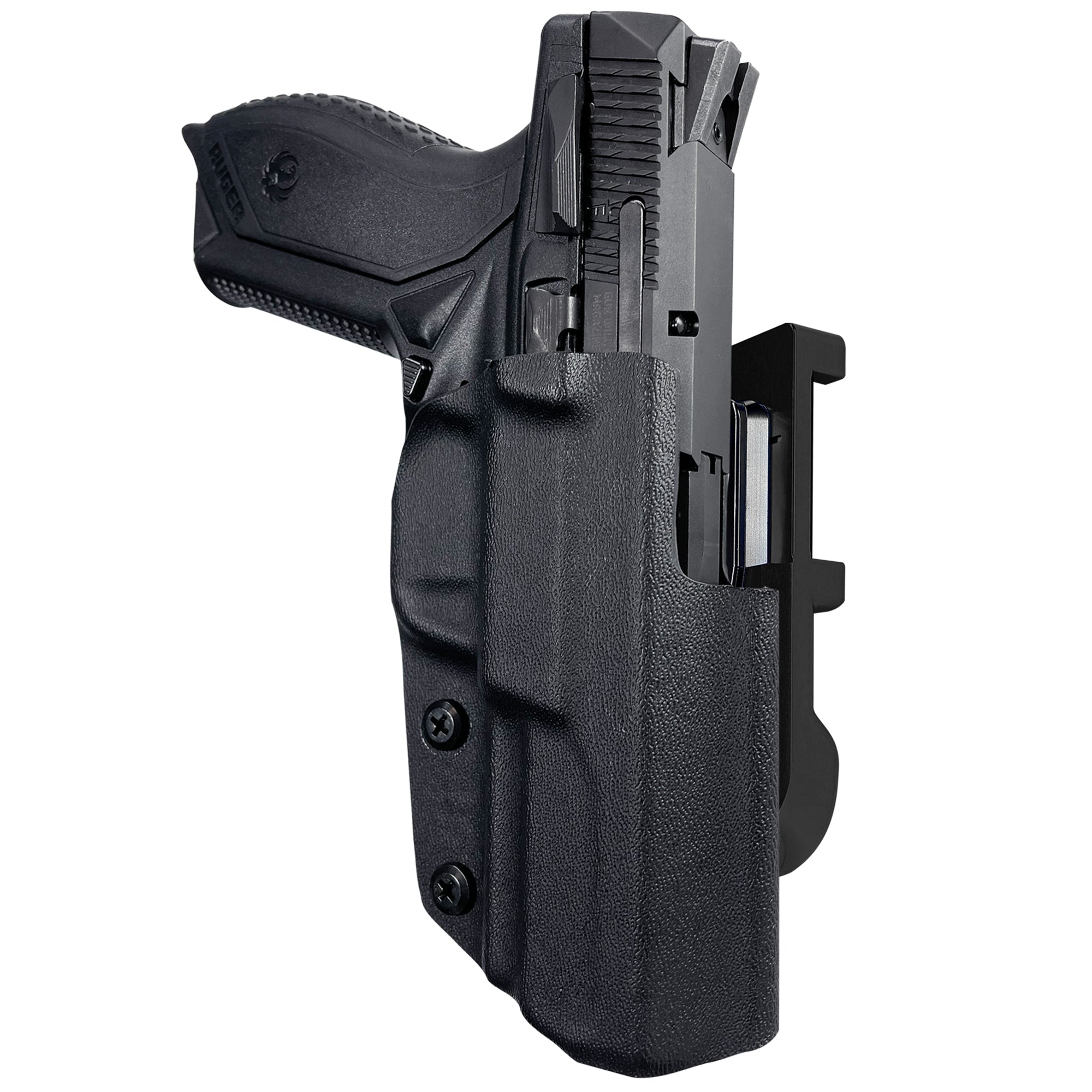 Ruger American Compact 3.55in IDPA Quick Mount Holster with Black Belt Attachment, Black Holster Shell