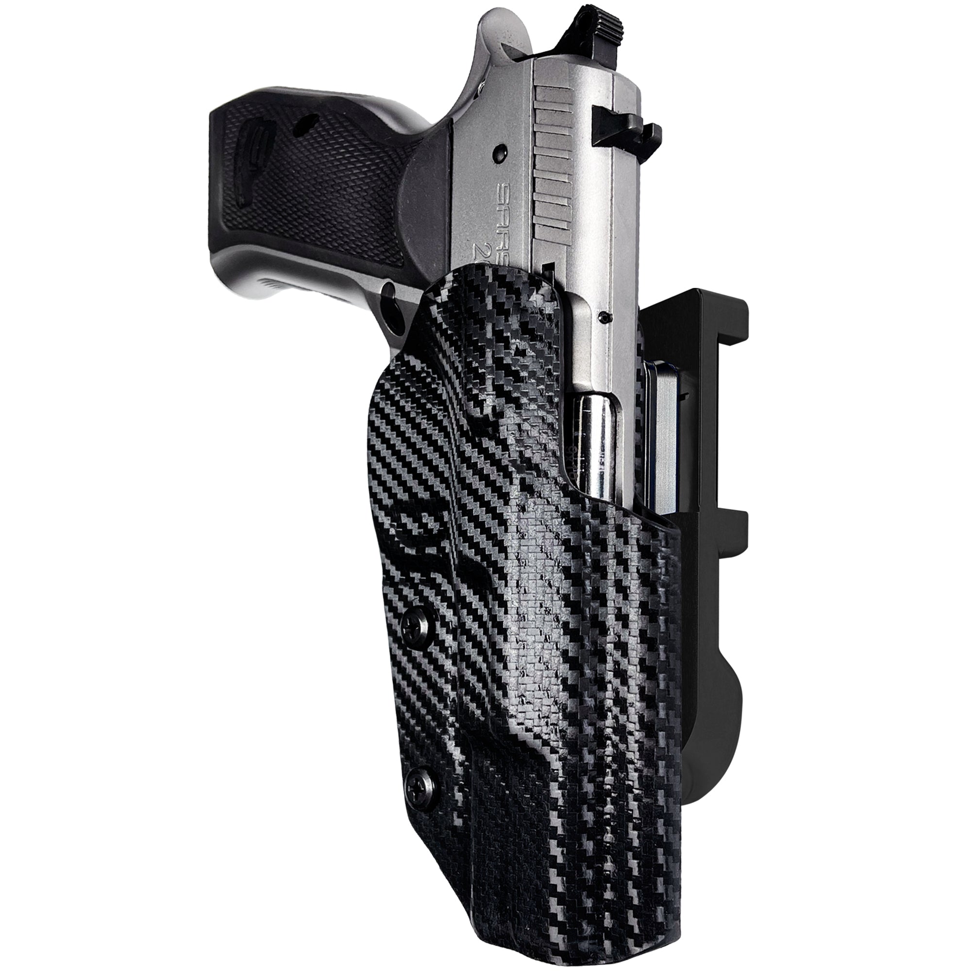SAR 2000 IDPA Quick Mount Holster with Black Belt Attachment, Carbon Fiber Holster Shell