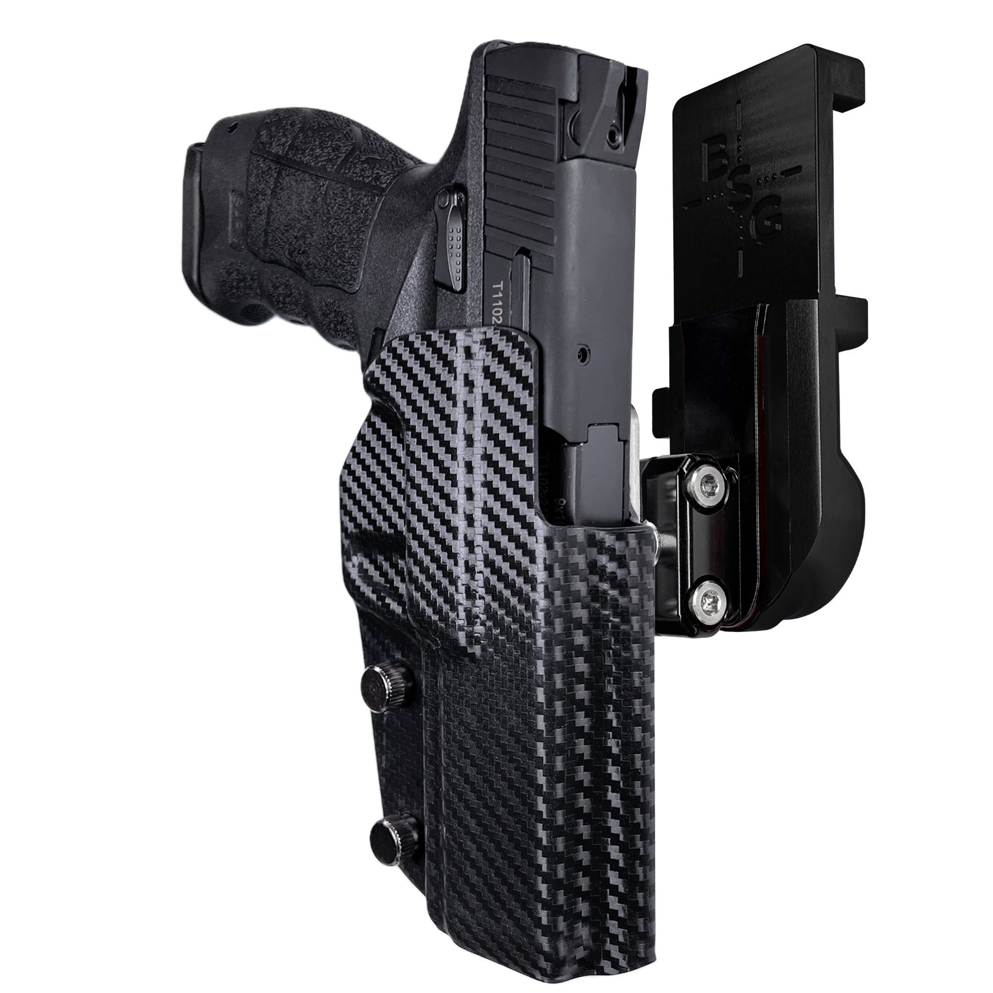 Sarsilmaz SAR9 IPSC/USPA Quick Mount Ball Joint Holster with Black Belt Attachment, Carbon Fiber Holster Shell