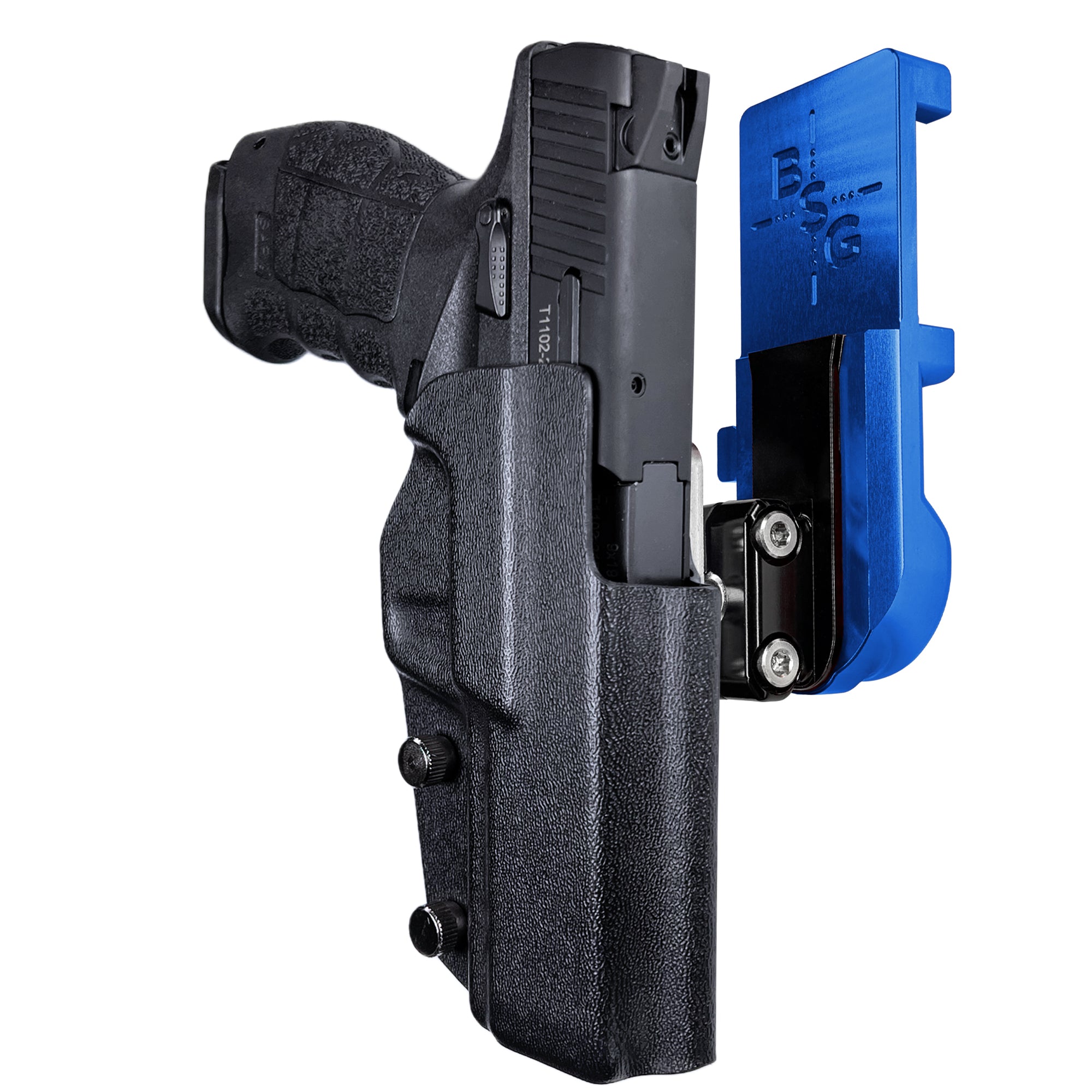 Sarsilmaz SAR9 IPSC/USPA Quick Mount Ball Joint Holster with Blue Belt Attachment, Black Holster Shell