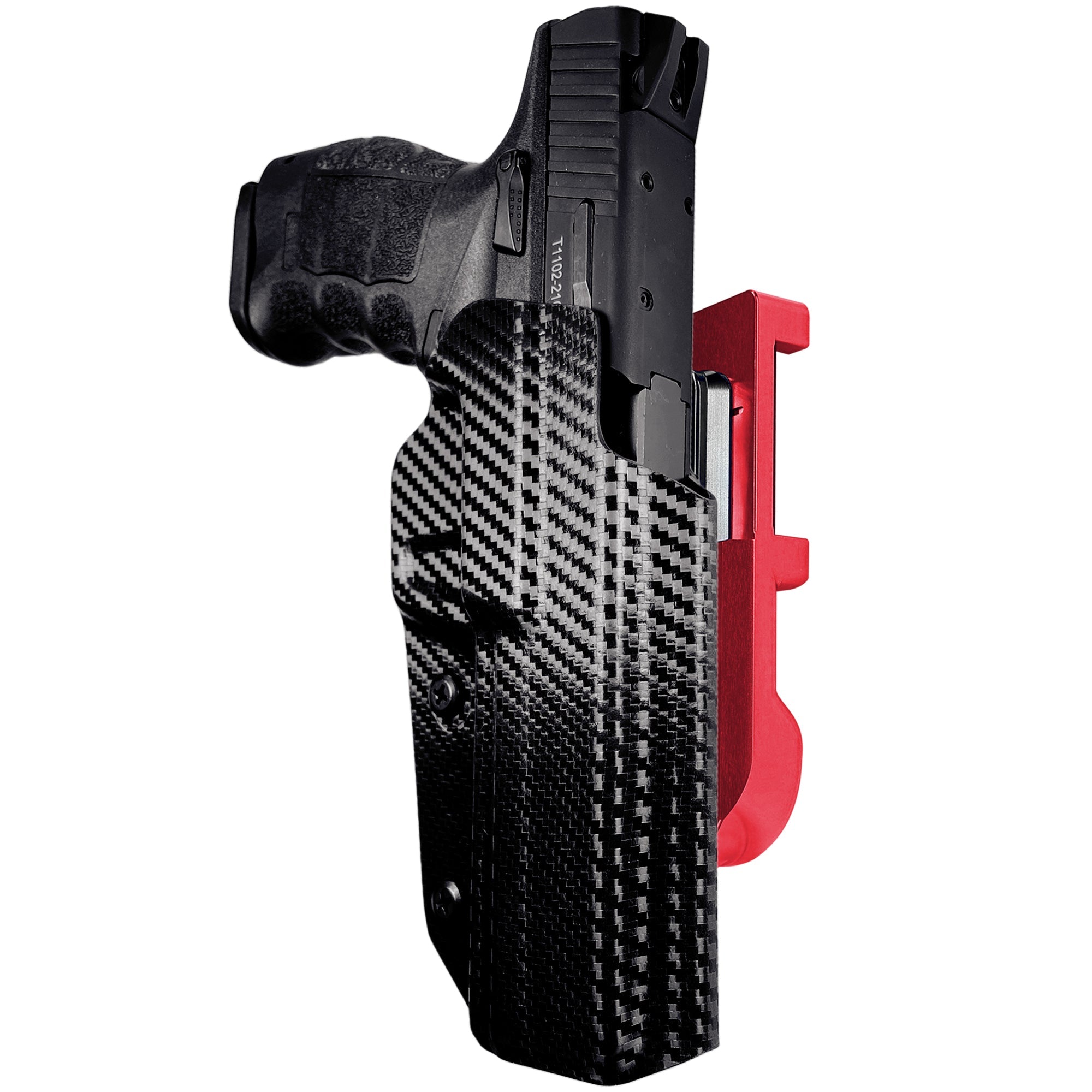 SAR9 Sport IDPA Quick Mount Holster with Red Belt Attachment, Carbon Fiber Holster Shell