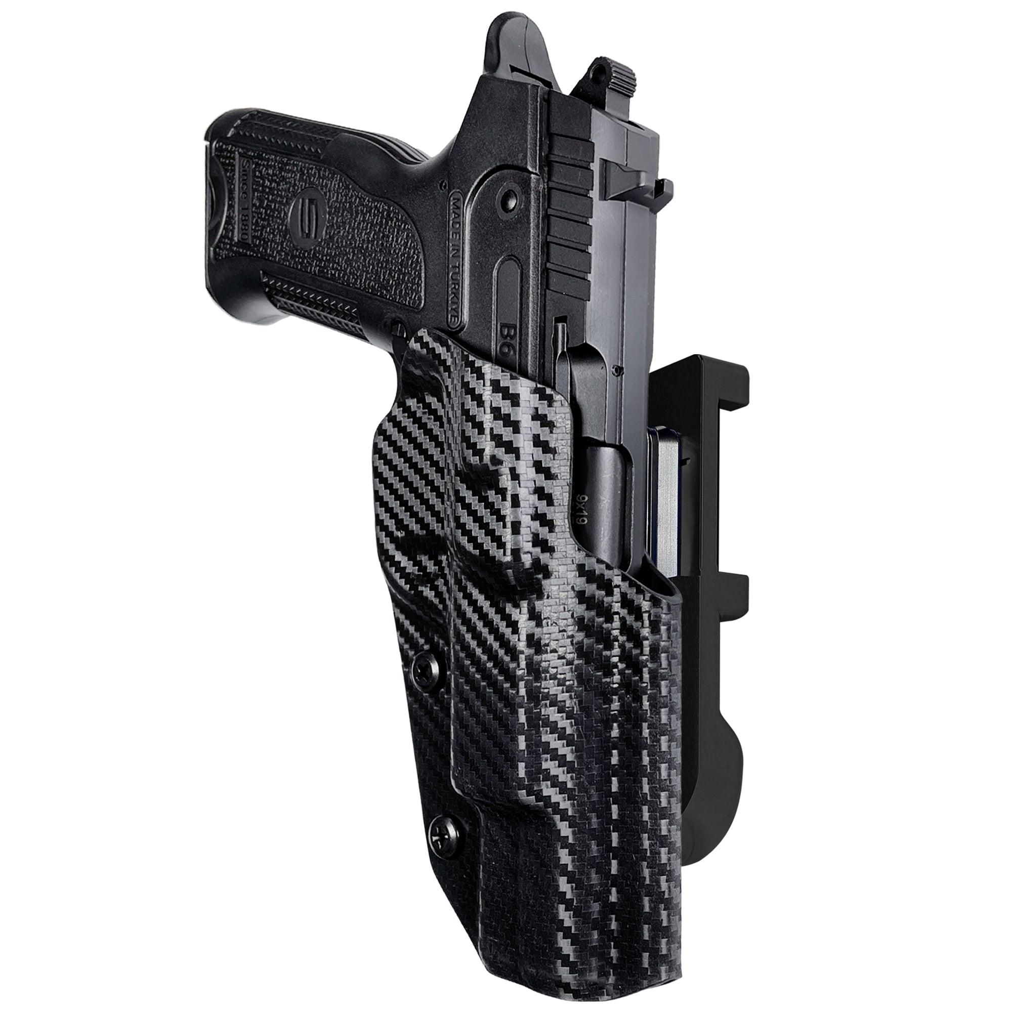 SAR B6 IDPA Quick Mount Holster with Black Belt Attachment, Carbon Fiber Holster Shell