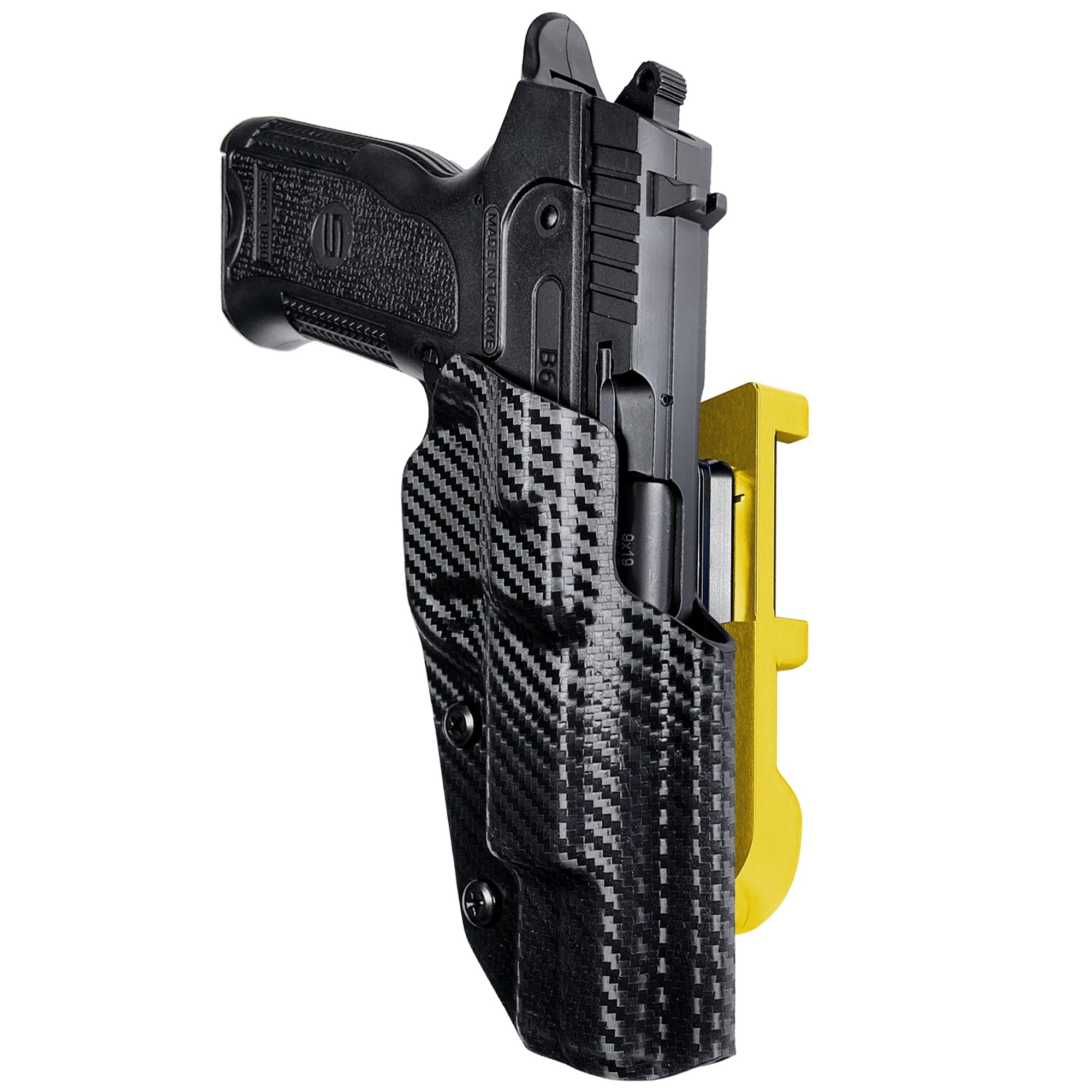 SAR B6 IDPA Quick Mount Holster with 24K Gold Belt Attachment, Carbon Fiber Holster Shell
