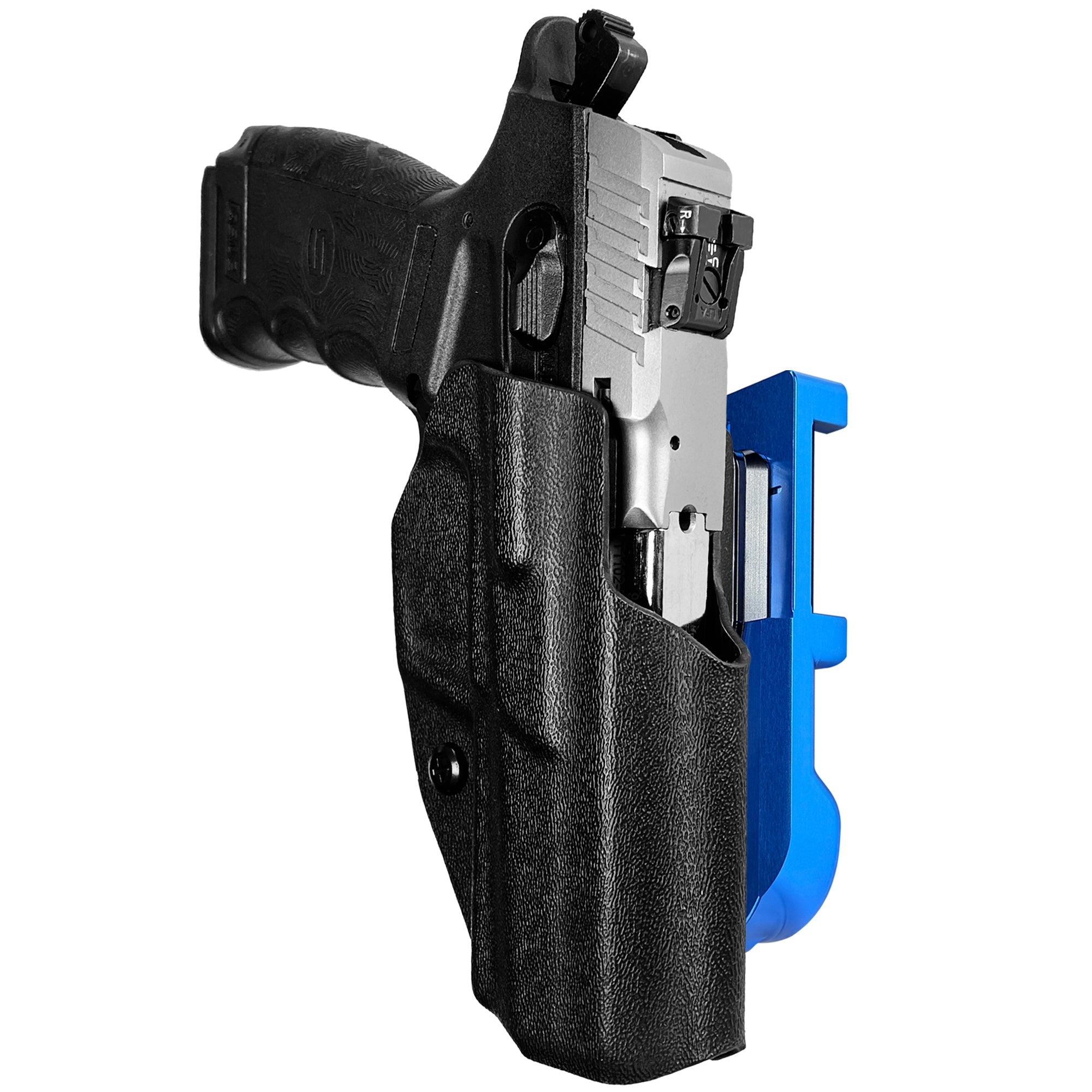SAR CM9 Gen 2 IDPA Quick Mount Holster with Blue Belt Attachment, Black Holster Shell