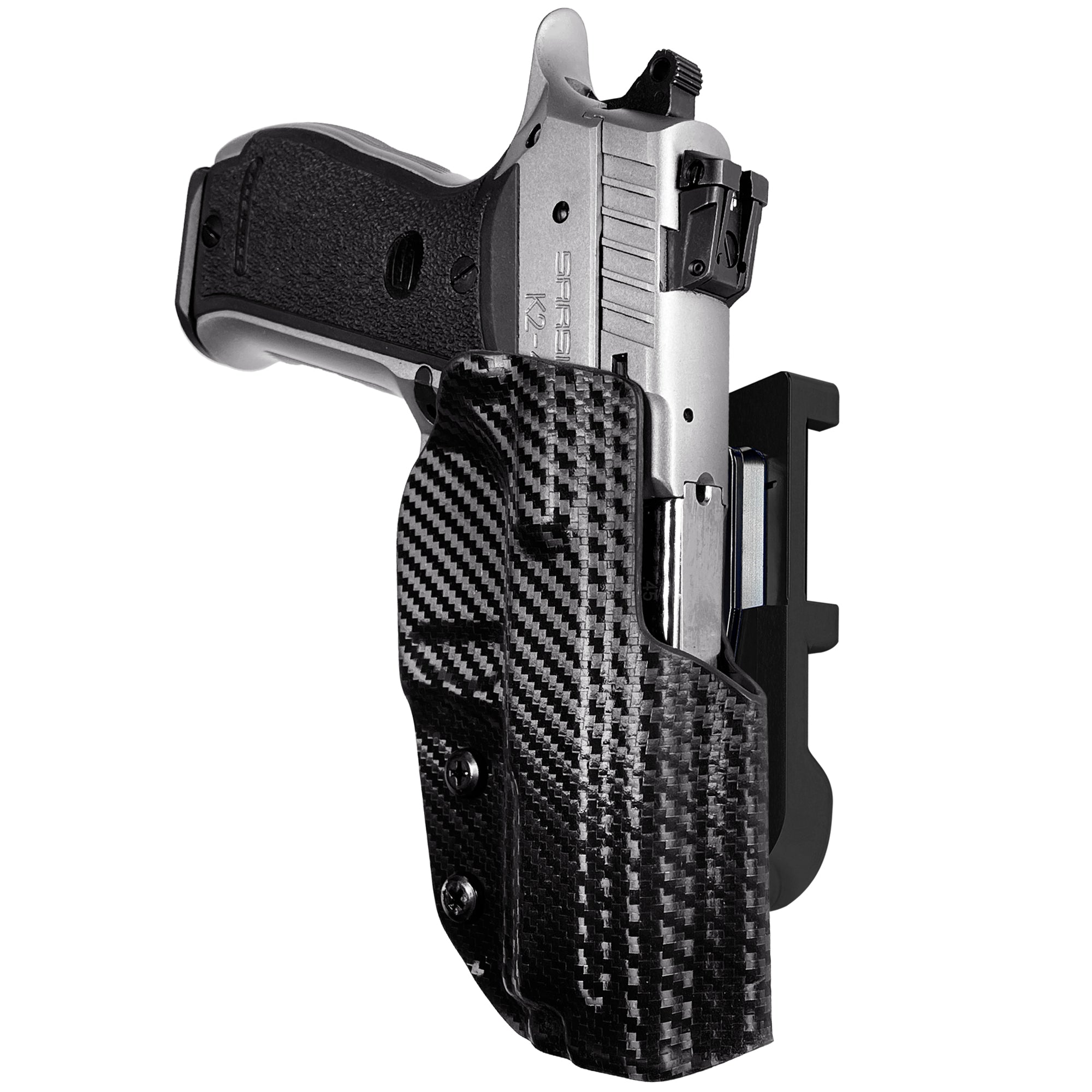 SAR K2-45 C IDPA Quick Mount Holster with Black Belt Attachment, Carbon Fiber Holster Shell