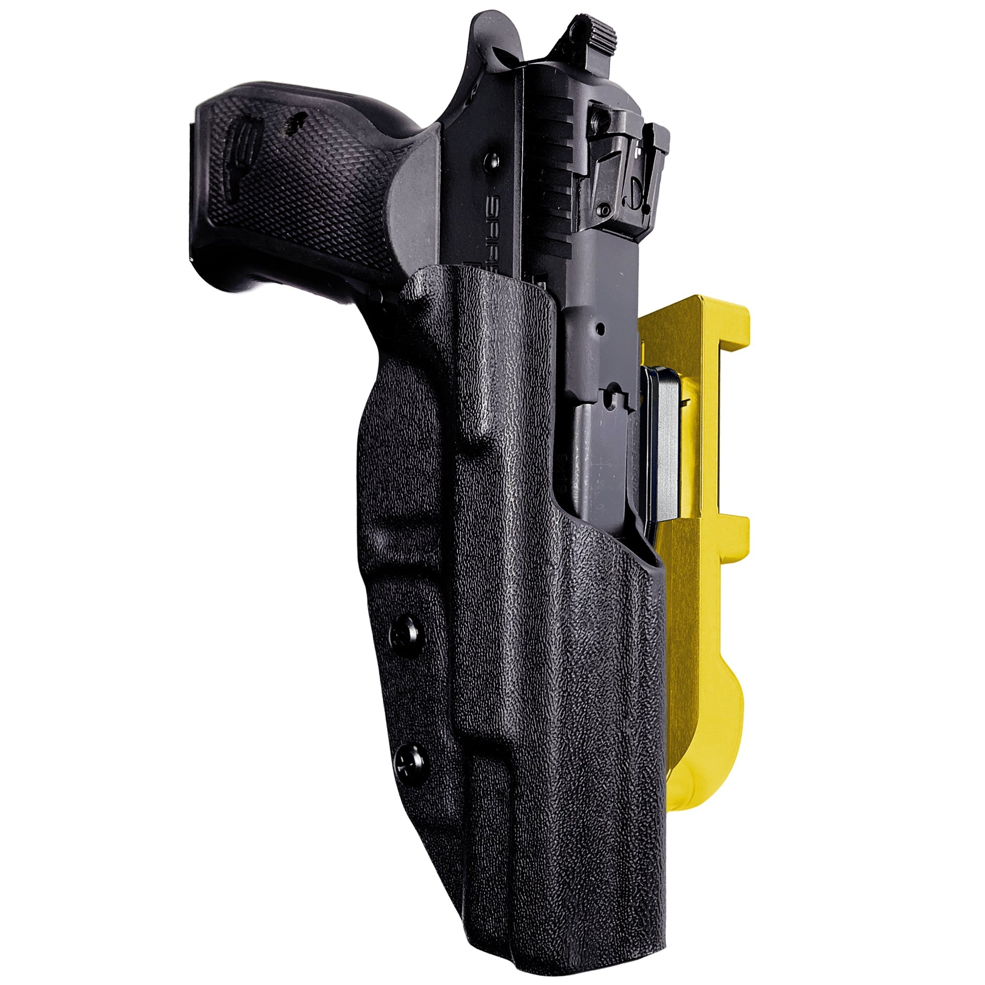 SAR P8L IDPA Quick Mount Holster with 24K Gold Belt Attachment, Black Holster Shell