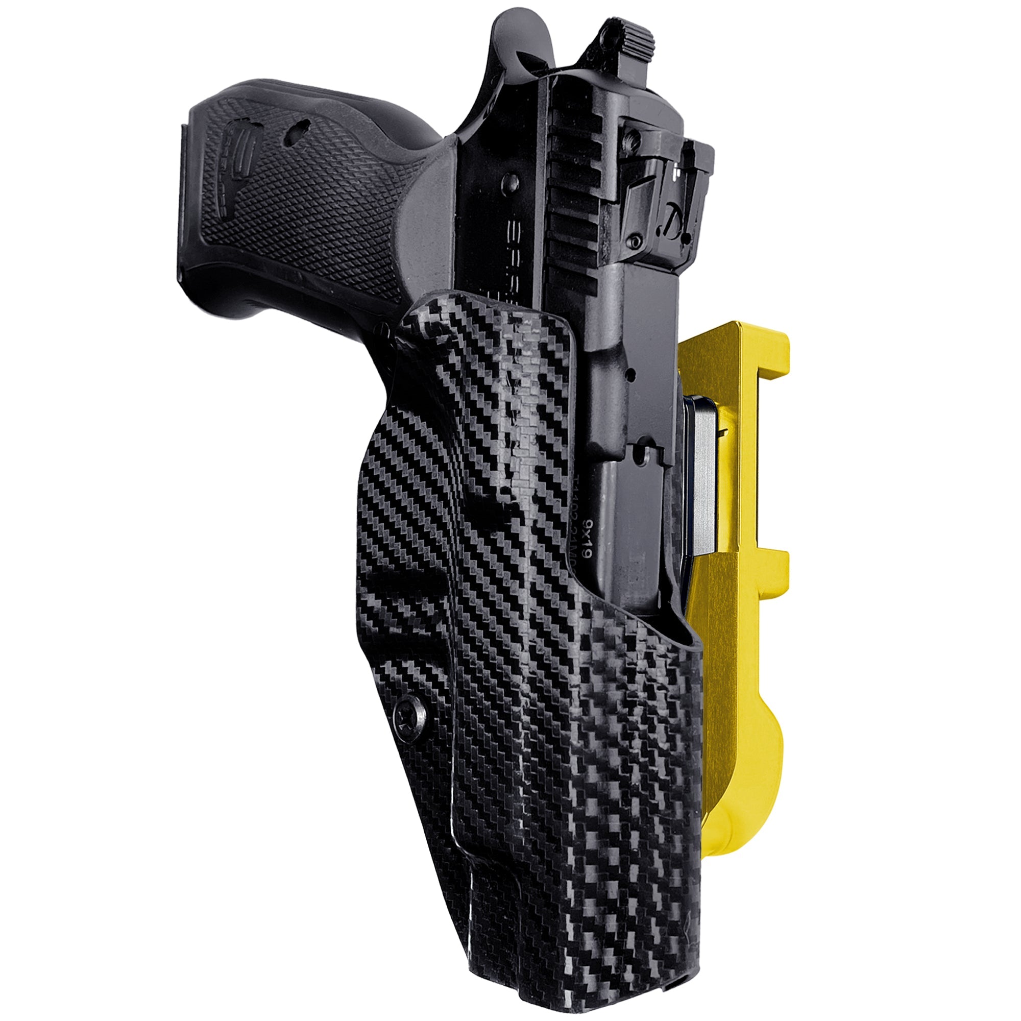 SAR P8S IDPA Quick Mount Holster with 24K Gold Belt Attachment, Carbon Fiber Holster Shell
