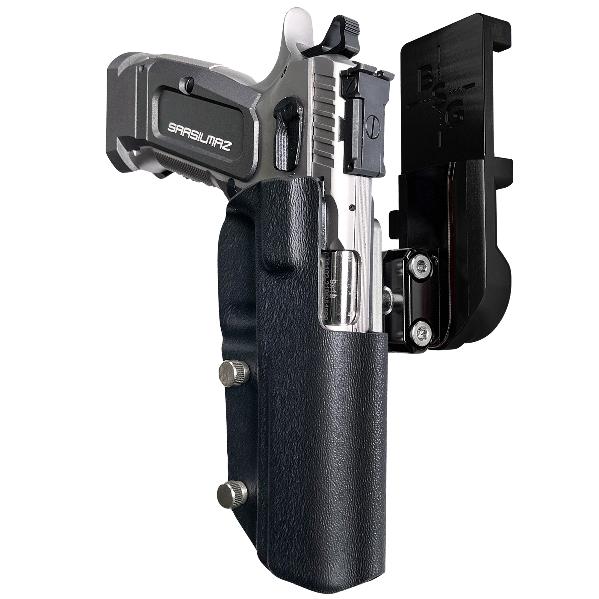 SAR K-12 Sport IPSC/USPA Quick Mount Ball Joint Holster with Black Belt Attachment, Black Holster Shell