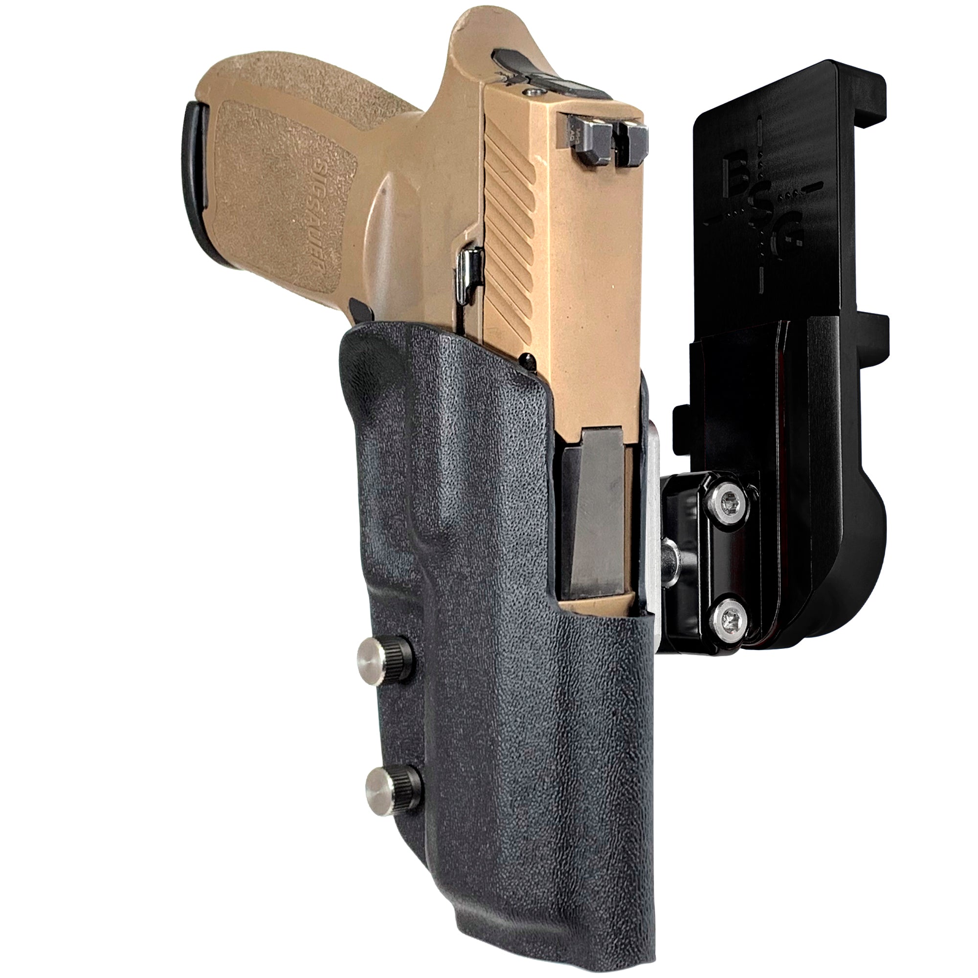 Sig Sauer P320 Compact IPSC/USPA Quick Mount Ball Joint Holster with Black Belt Attachment, Black Holster Shell