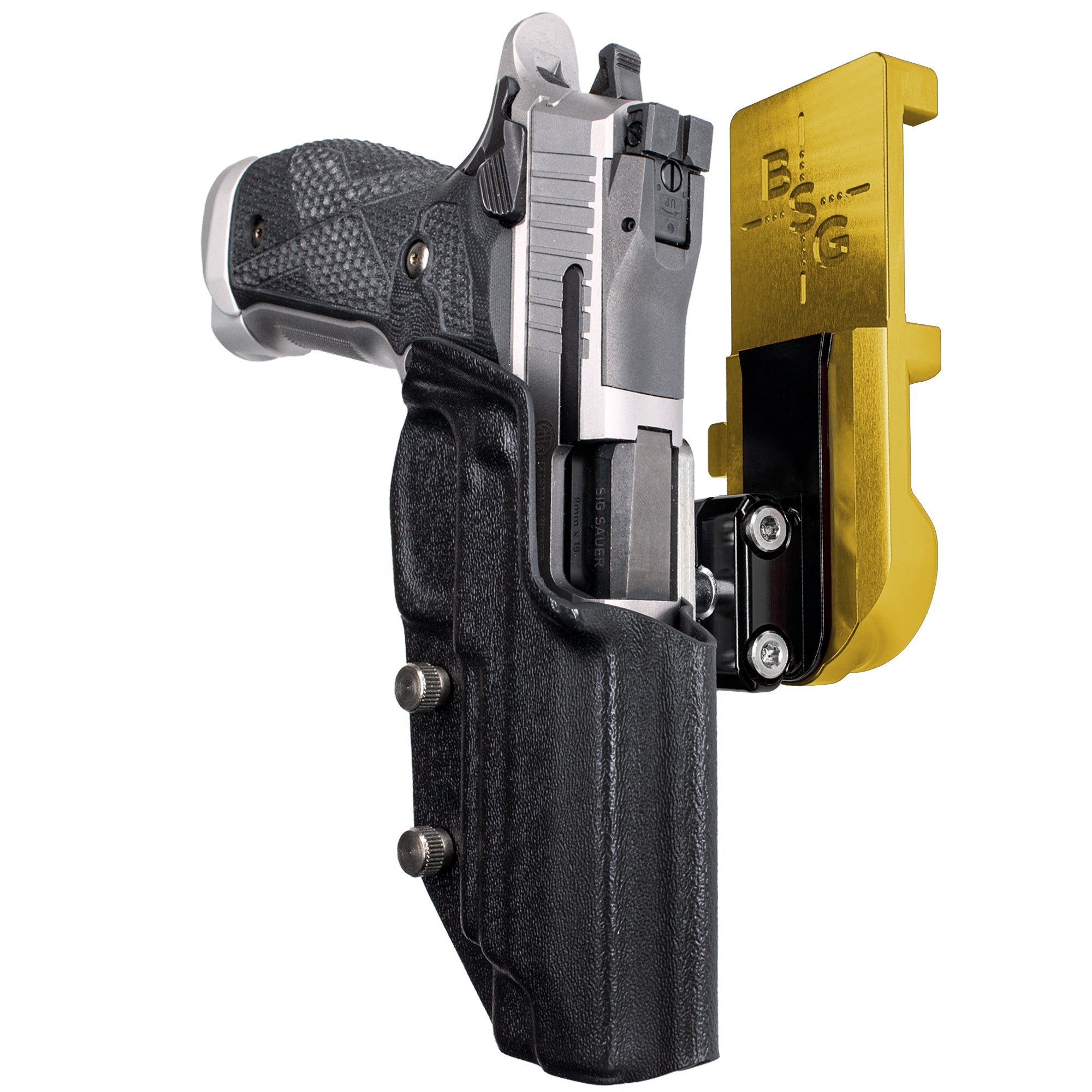 Sig Sauer P226 XFIVE IPSC/USPA Quick Mount Ball Joint Holster with 24K Gold Belt Attachment, Black Holster Shell