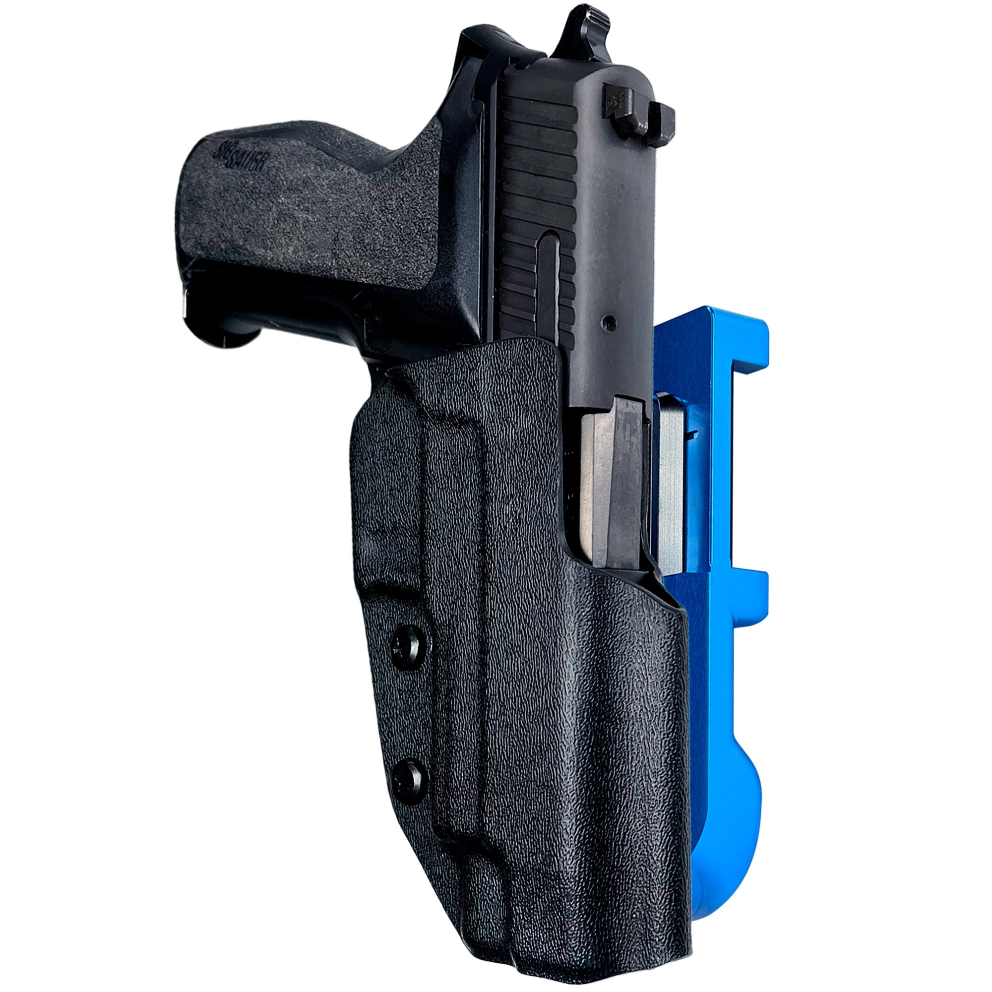 Sig Sauer P226 w/ Rail IDPA Quick Mount Holster with Blue Belt Attachment, Black Holster Shell