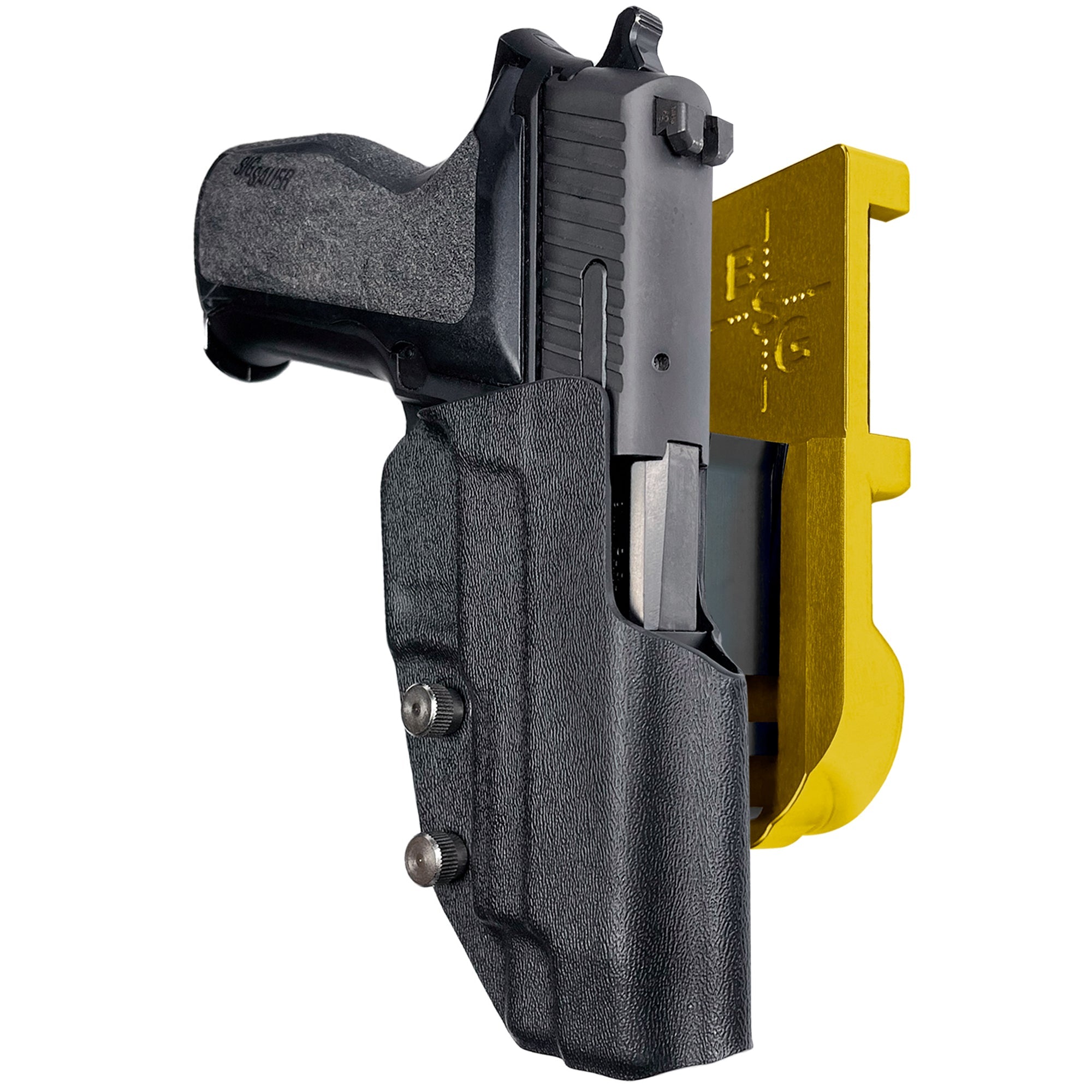Sig Sauer P226 w/ Rail IPSC/USPA Quick Mount Holster with 24K Gold Belt Attachment, Black Holster Shell