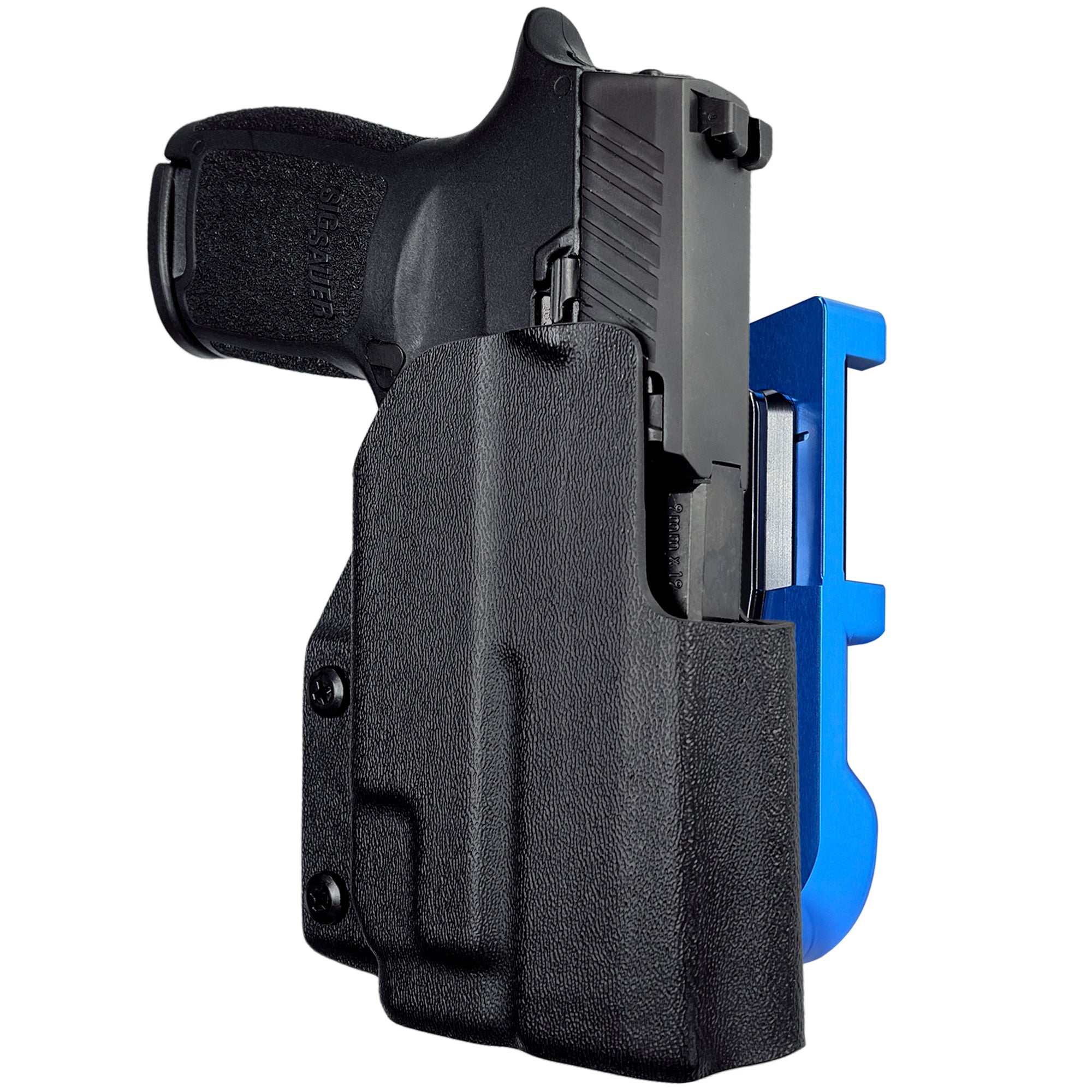 Sig P320 Compact w/ TLR7A IDPA Quick Mount Holster with Blue Belt Attachment, Black Holster Shell