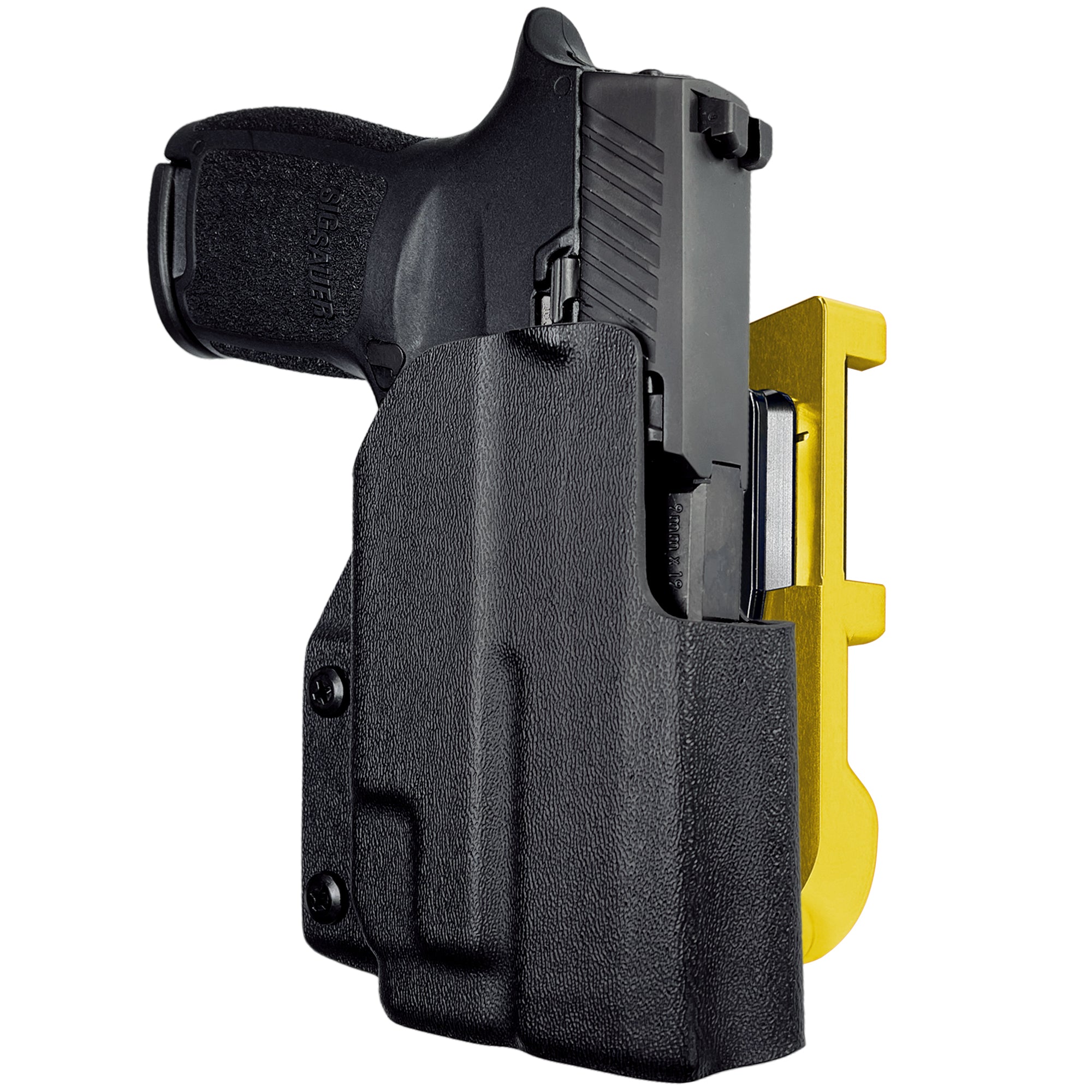 Sig P320 Compact w/ TLR7A IDPA Quick Mount Holster with 24K Gold Belt Attachment, Black Holster Shell