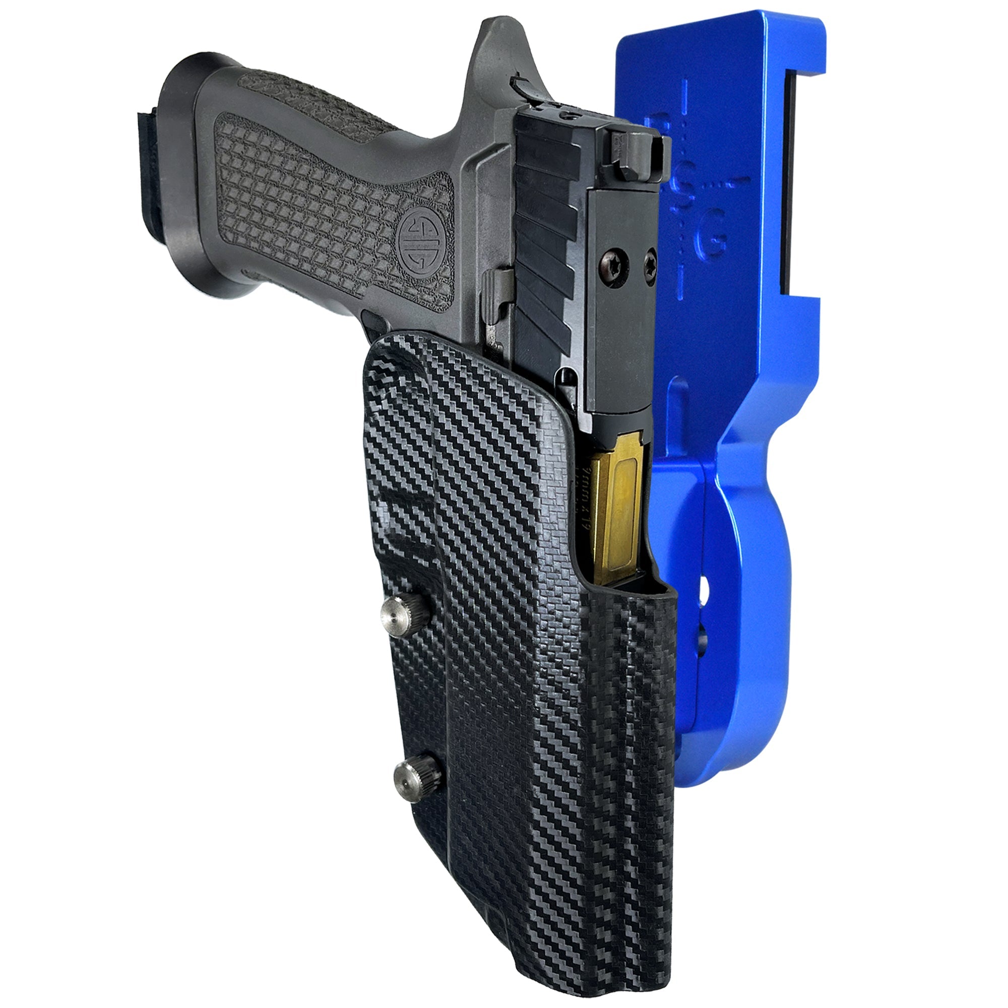 Sig Sauer P320 X5 Legion Pro Heavy Duty Competition Holster in Blue / Carbon Fiber