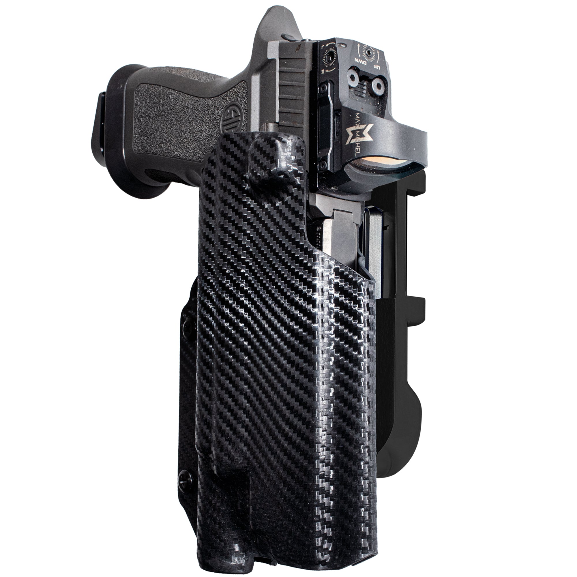 Sig P320 FS w X300U-A IDPA Quick Mount Holster with Black Belt Attachment, Carbon Fiber Holster Shell