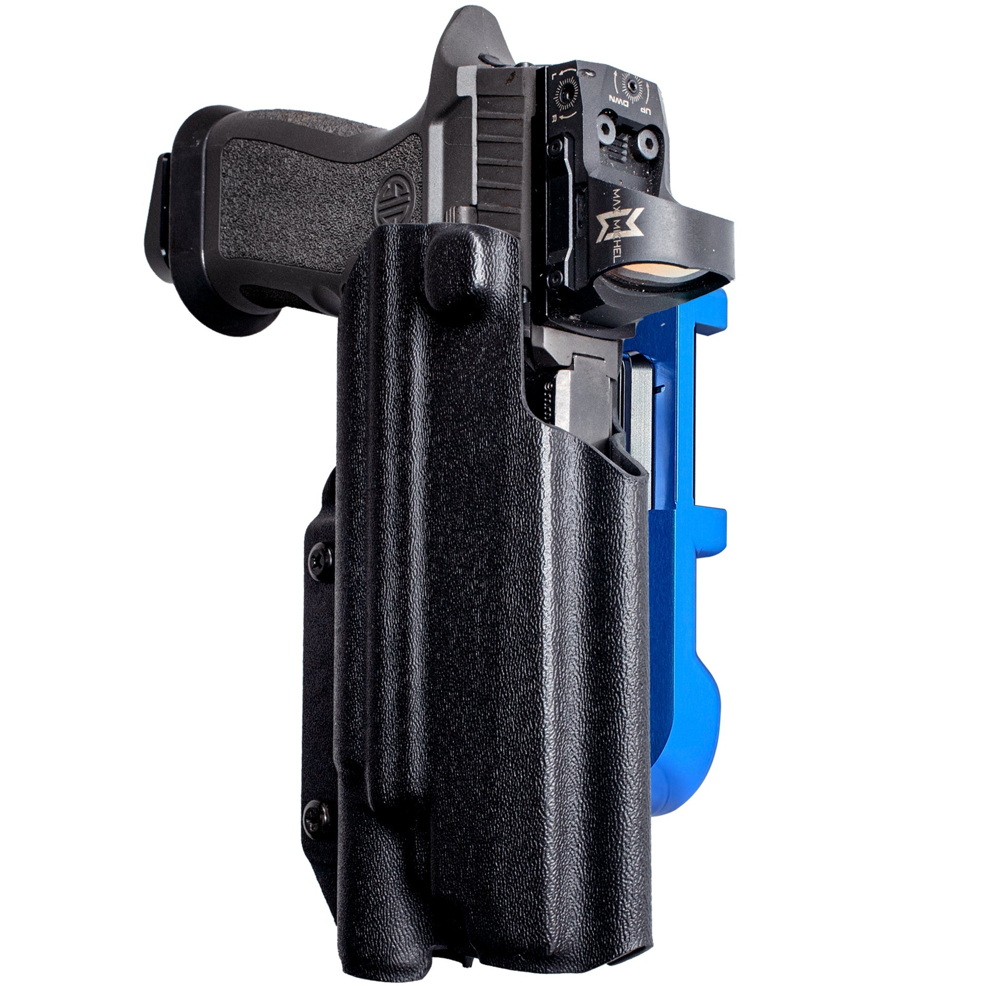 Sig P320 FS w X300U-A IDPA Quick Mount Holster with Blue Belt Attachment, Black Holster Shell