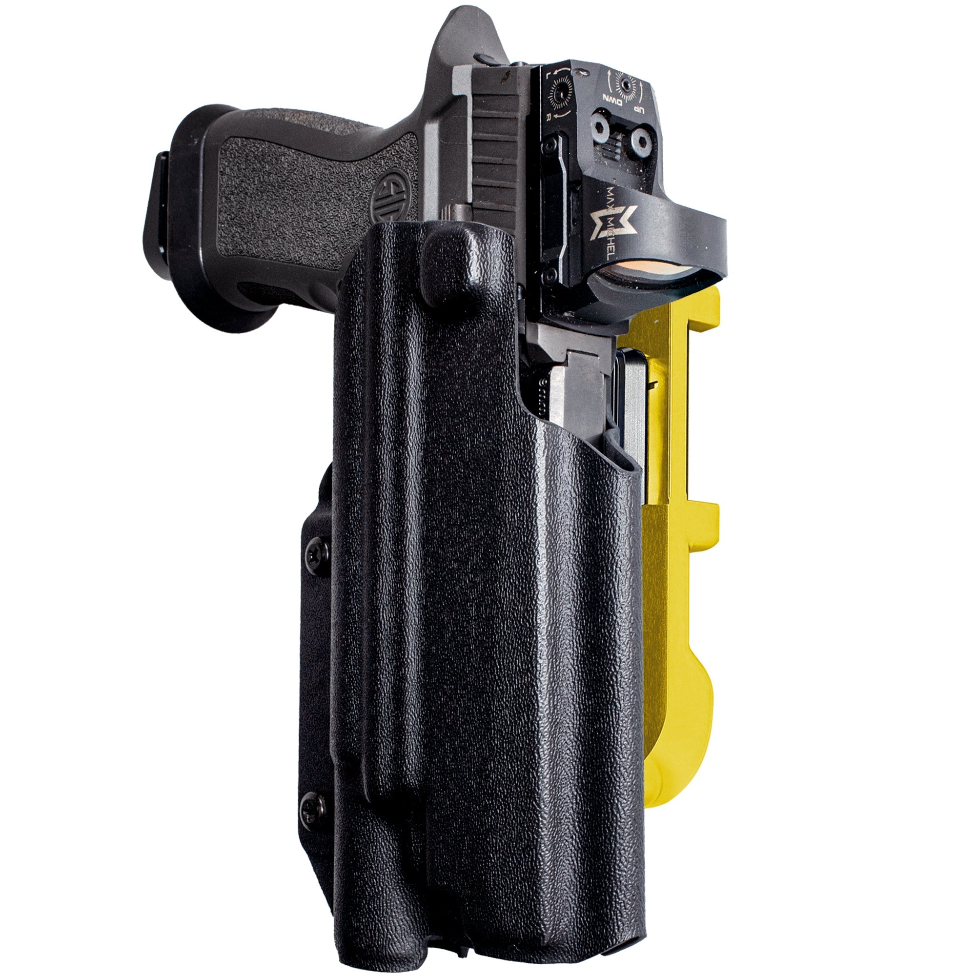 Sig P320 FS w X300U-A IDPA Quick Mount Holster with 24K Gold Belt Attachment, Black Holster Shell