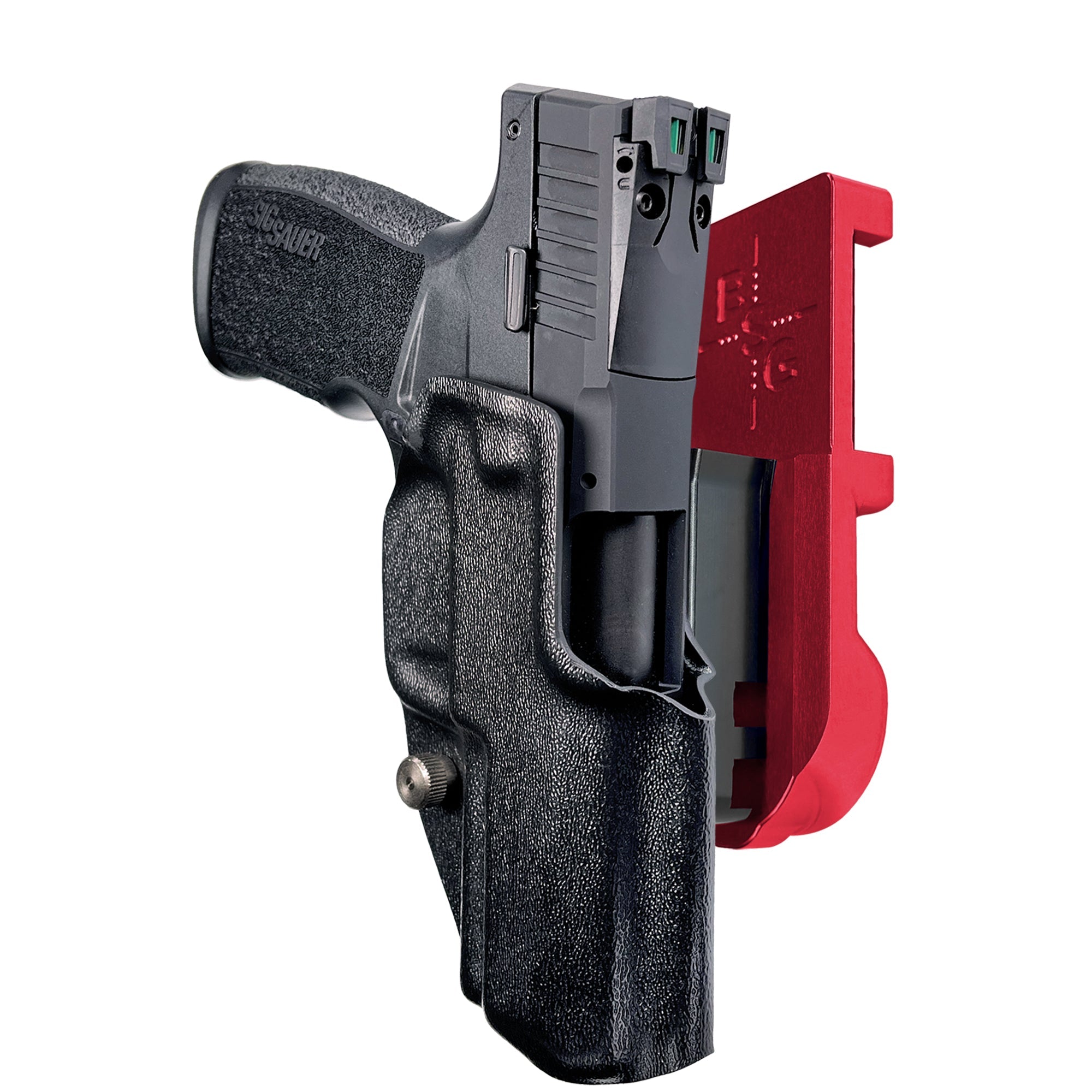 Sig Sauer P322 IPSC/USPA Quick Mount Holster with Red Belt Attachment, Black Holster Shell