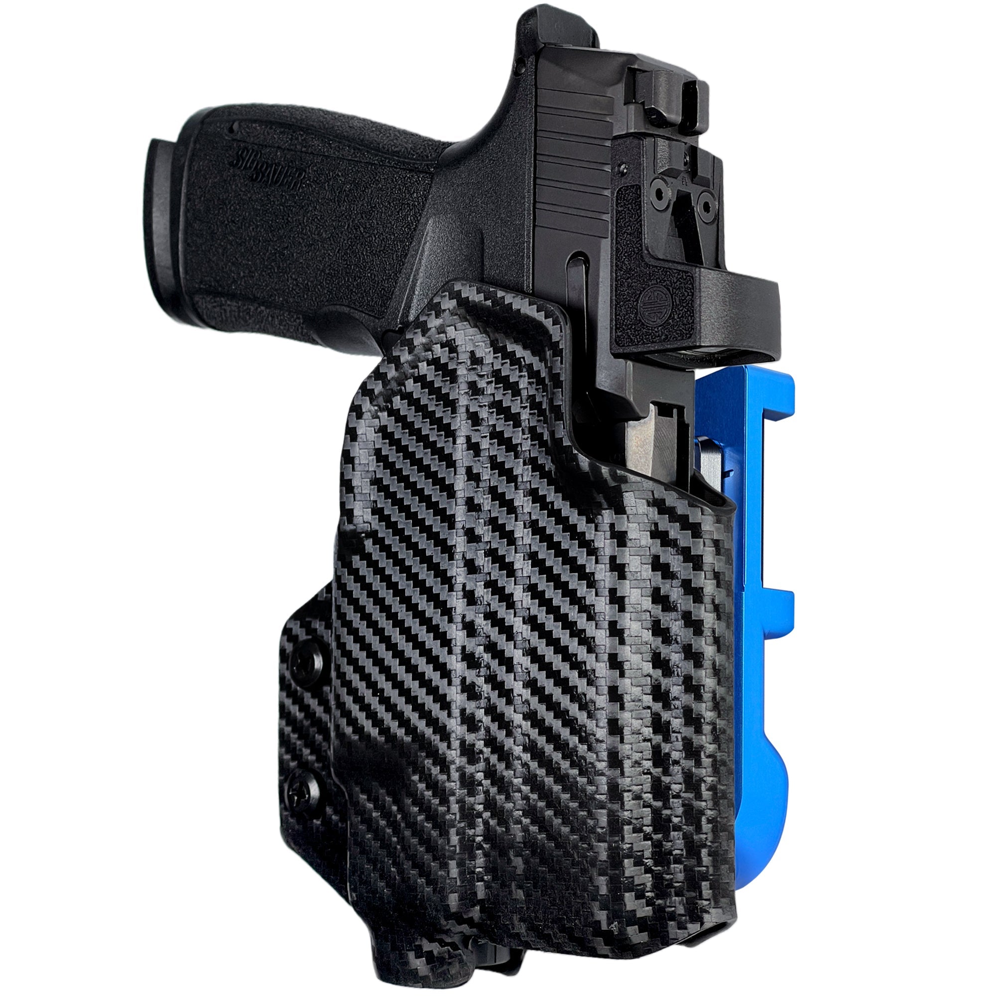 Sig P365 XMACRO w/ TLR-7/8 IDPA Quick Mount Holster with Blue Belt Attachment, Carbon Fiber Holster Shell