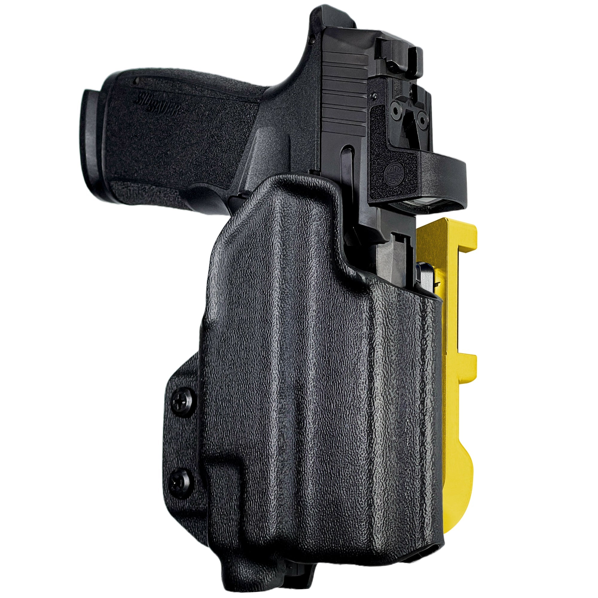 Sig P365 XMACRO w/ TLR-7/8 IDPA Quick Mount Holster with 24K Gold Belt Attachment, Black Holster Shell