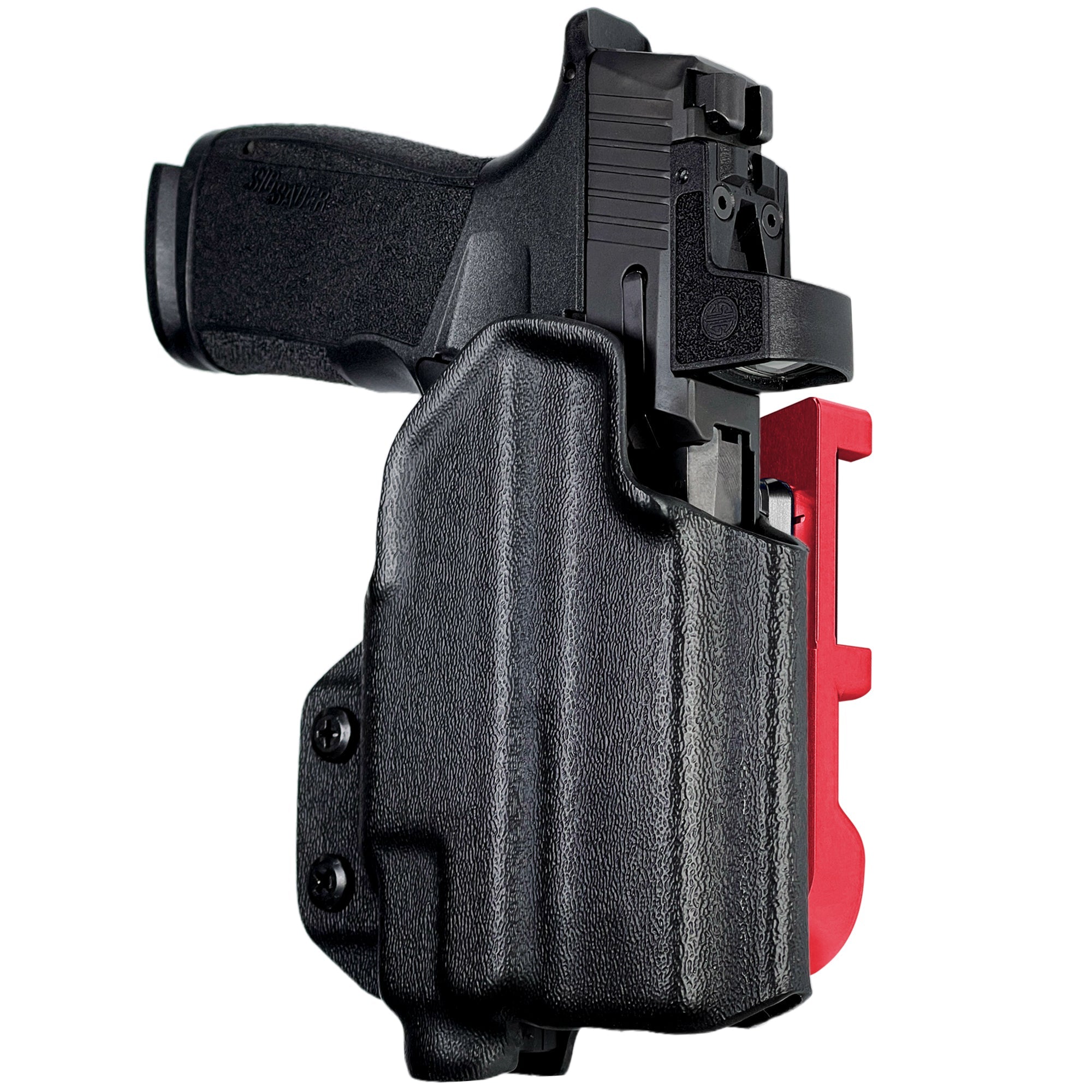 Sig P365 XMACRO w/ TLR-7/8 IDPA Quick Mount Holster with Red Belt Attachment, Black Holster Shell