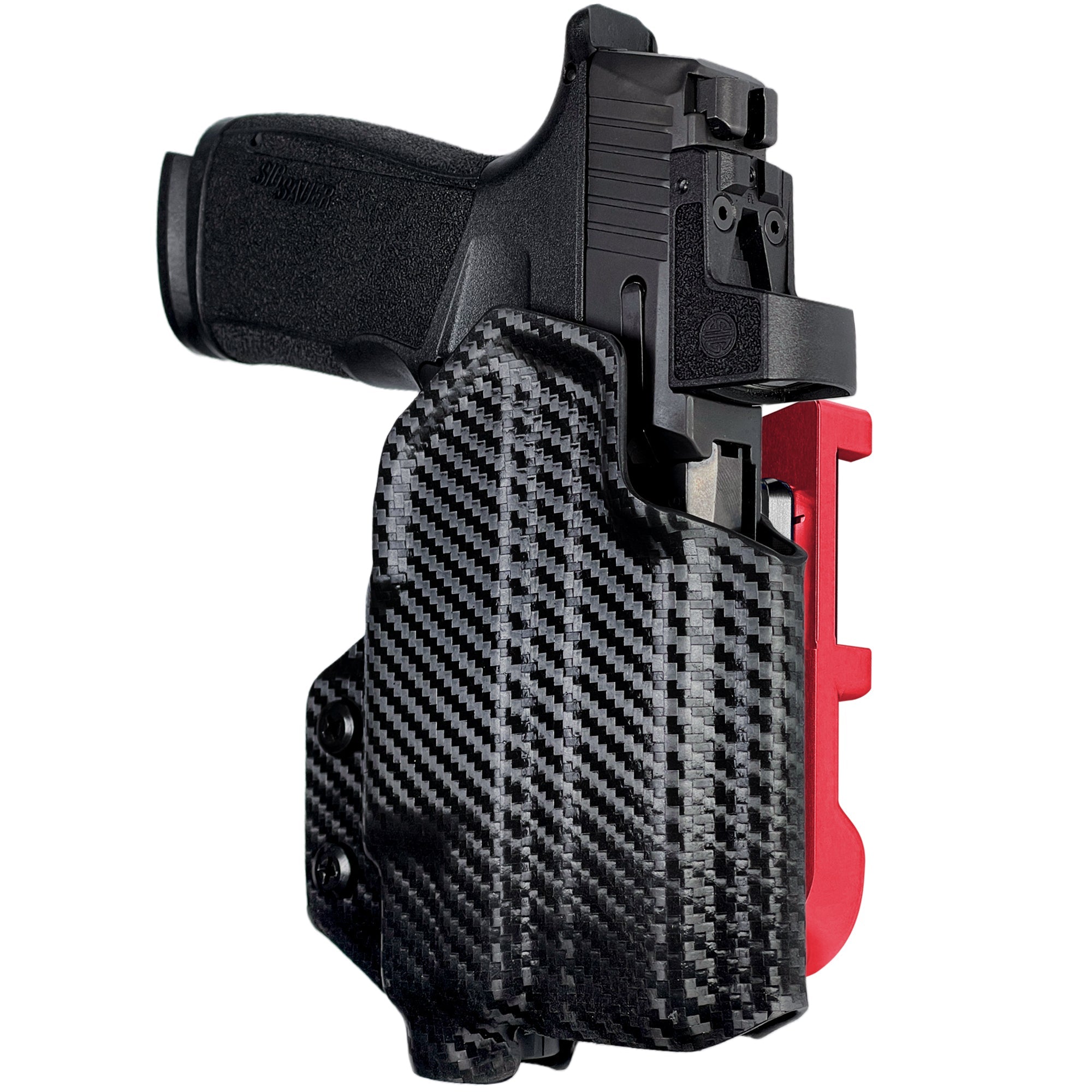Sig P365 XMACRO w/ TLR-7/8 IDPA Quick Mount Holster with Red Belt Attachment, Carbon Fiber Holster Shell