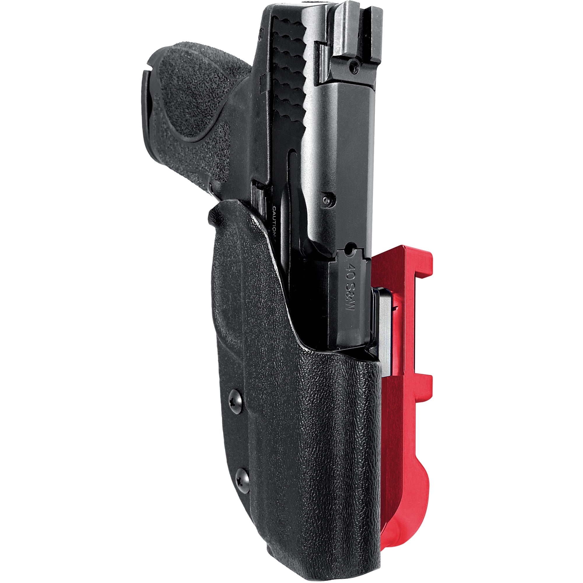 S&W M&P 4.25'' IDPA Quick Mount Holster with Red Belt Attachment, Black Holster Shell