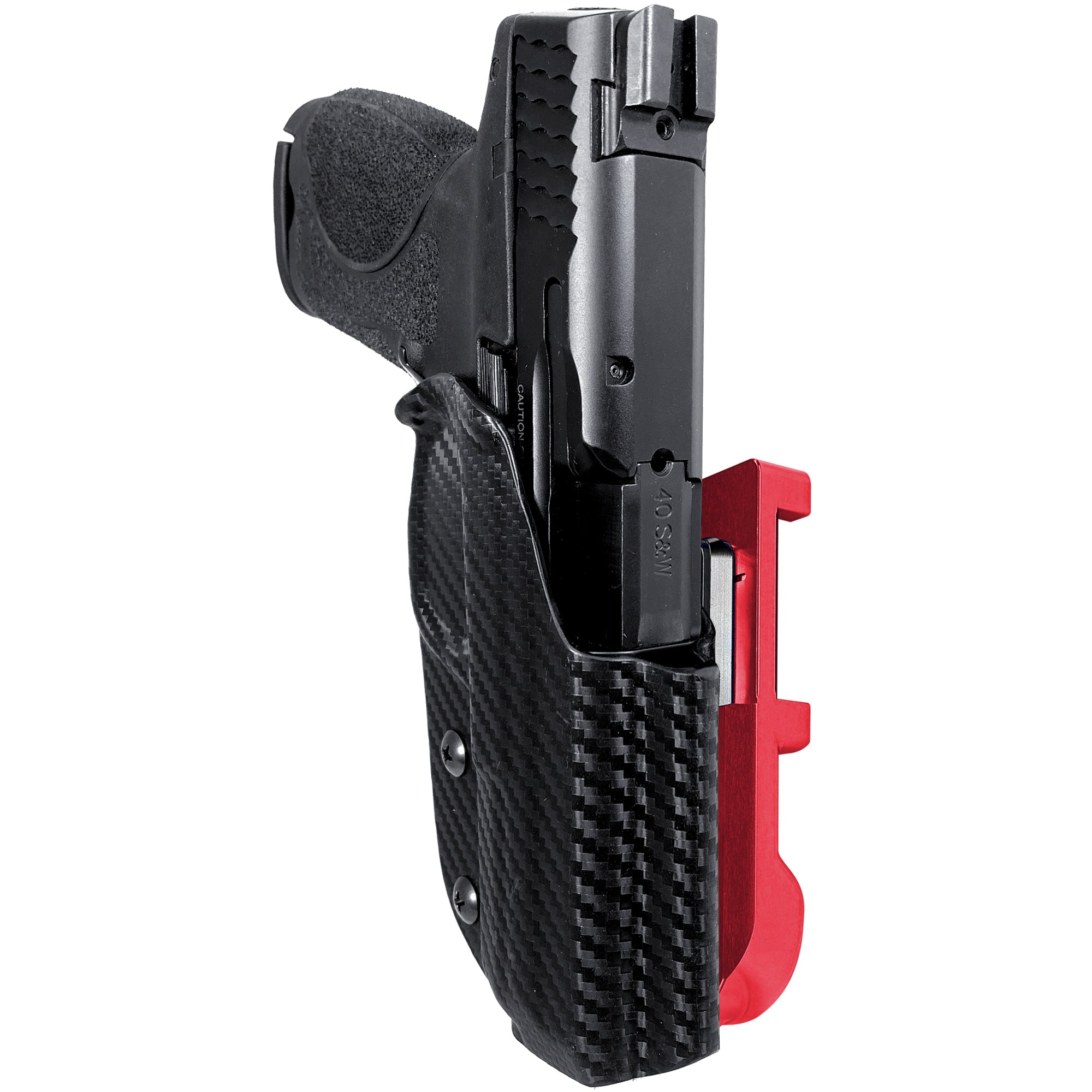 S&W M&P 4.25'' IDPA Quick Mount Holster with Red Belt Attachment, Carbon Fiber Holster Shell