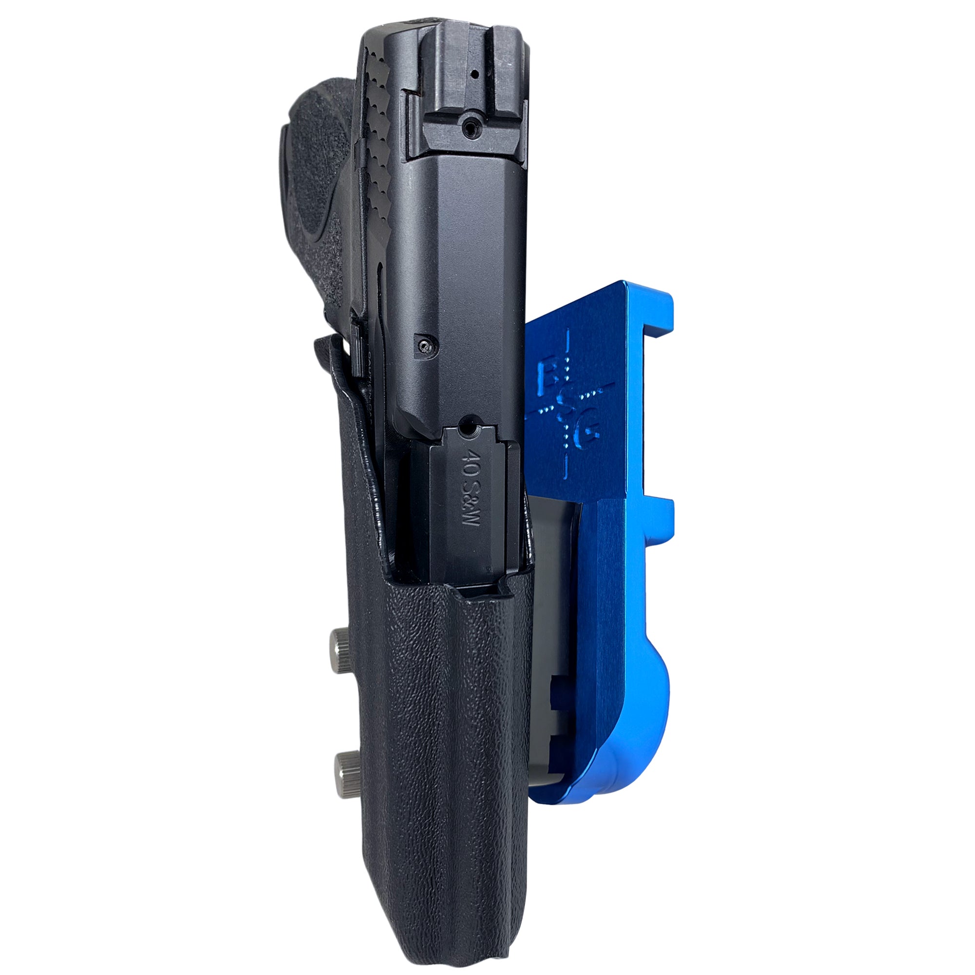 S&W M&P 4.25'' IPSC/USPA Quick Mount Holster with Blue Belt Attachment, Black Holster Shell