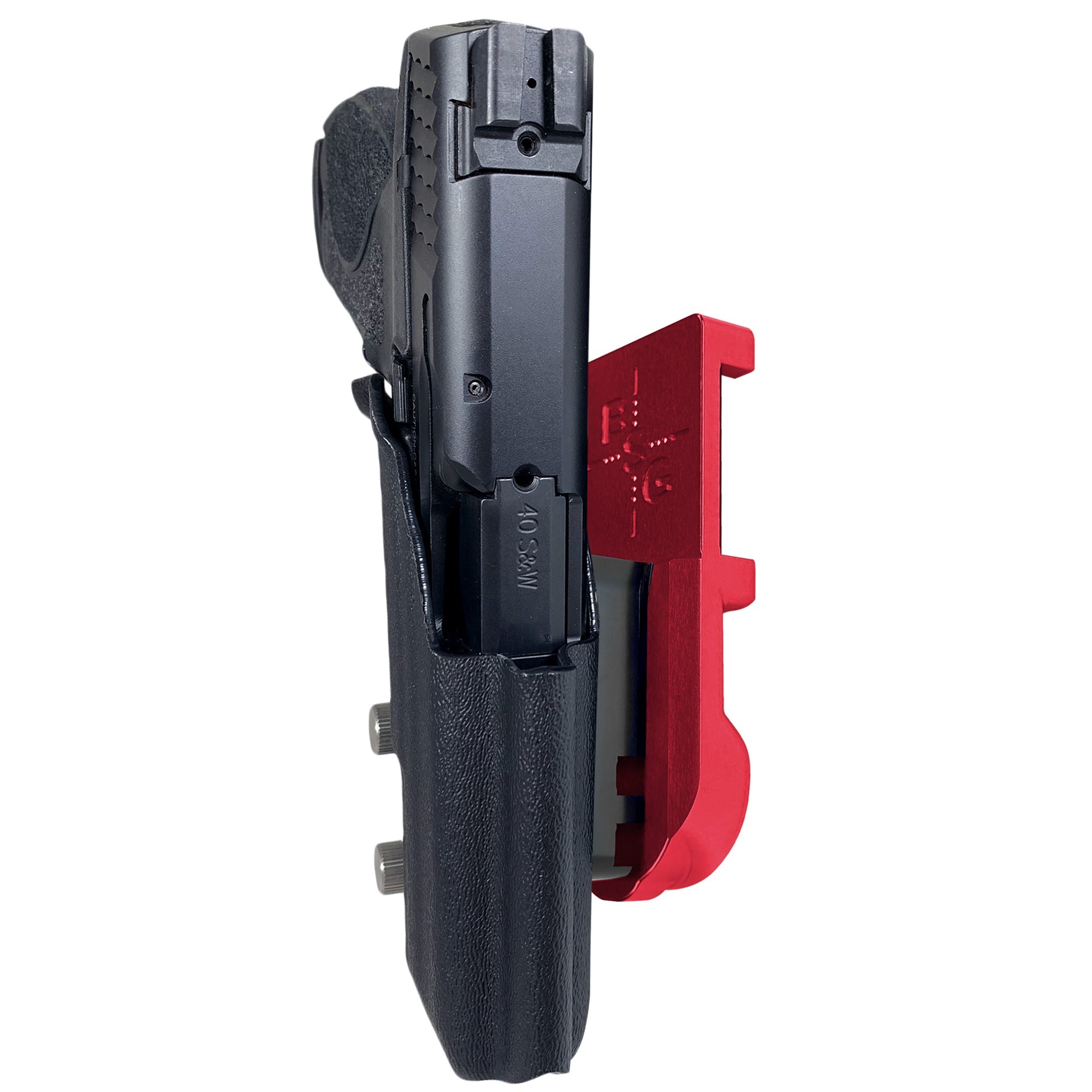 S&W M&P 4.25'' IPSC/USPA Quick Mount Holster with Red Belt Attachment, Black Holster Shell
