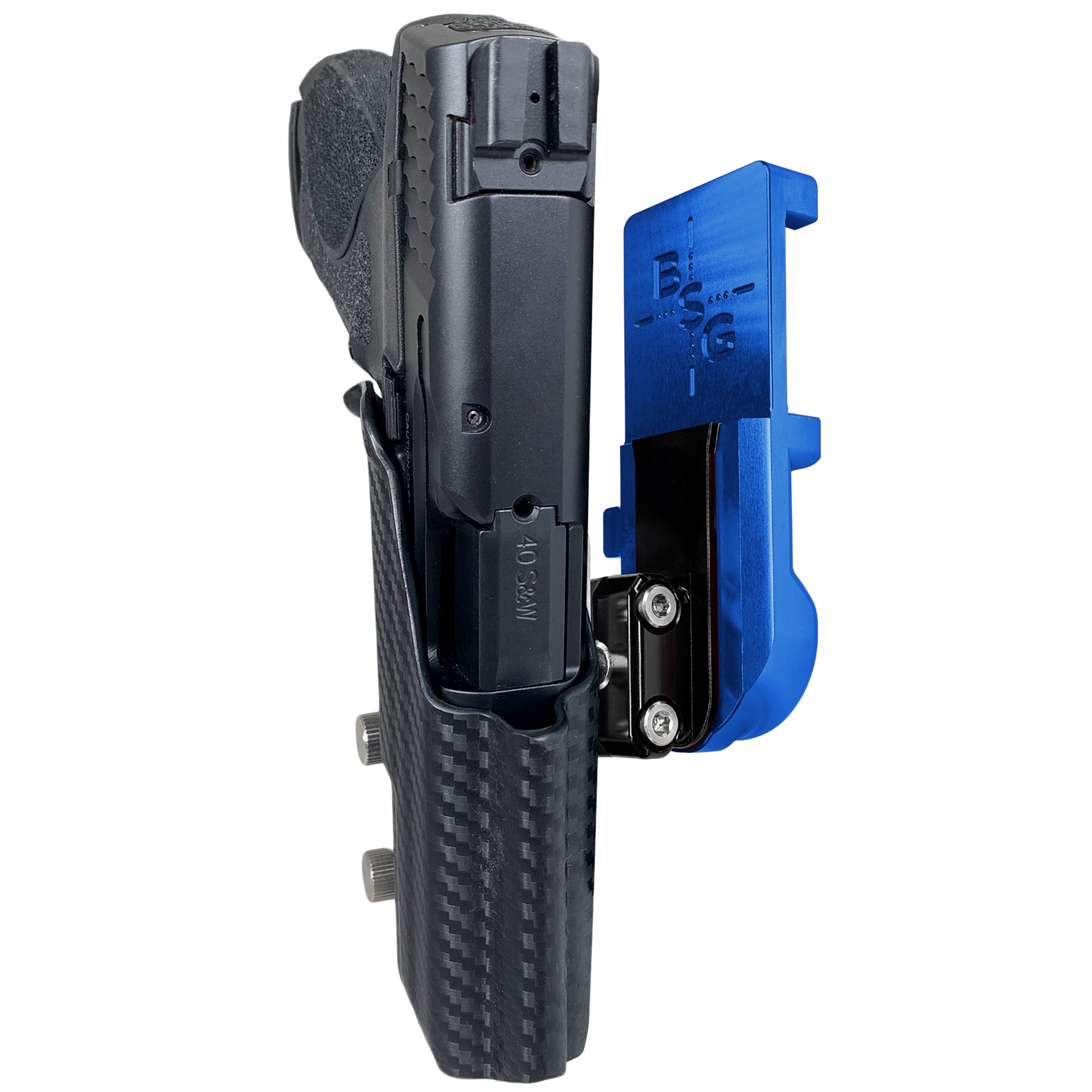 S&W M&P 4.25'' IPSC/USPA Quick Mount Ball Joint Holster with Blue Belt Attachment, Carbon Fiber Holster Shell