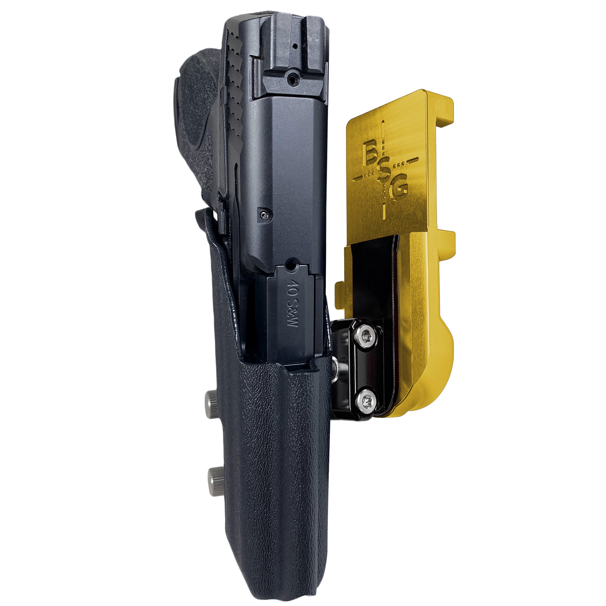 S&W M&P 4.25'' IPSC/USPA Quick Mount Ball Joint Holster with 24K Gold Belt Attachment, Black Holster Shell