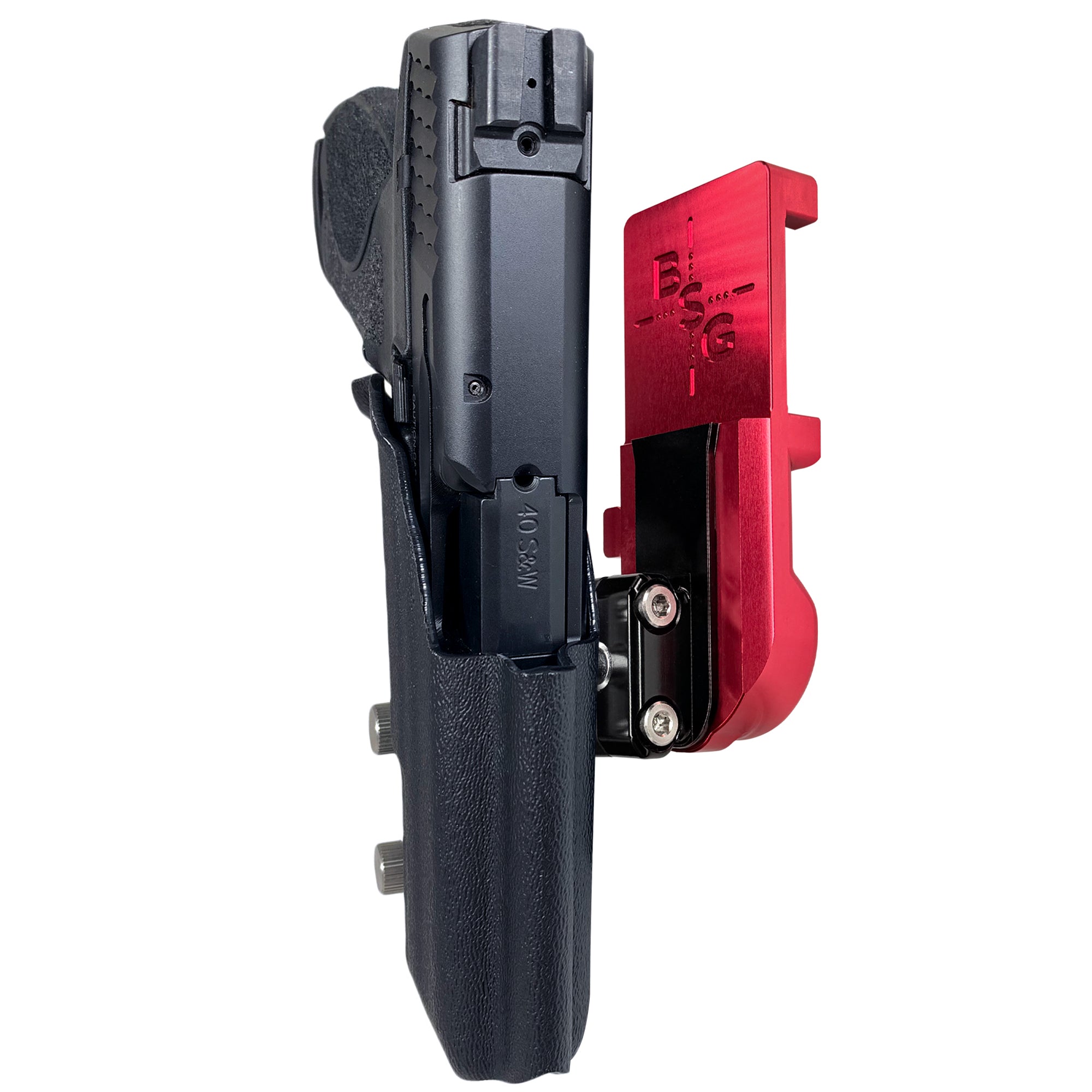 S&W M&P 4.25'' IPSC/USPA Quick Mount Ball Joint Holster with Red Belt Attachment, Black Holster Shell
