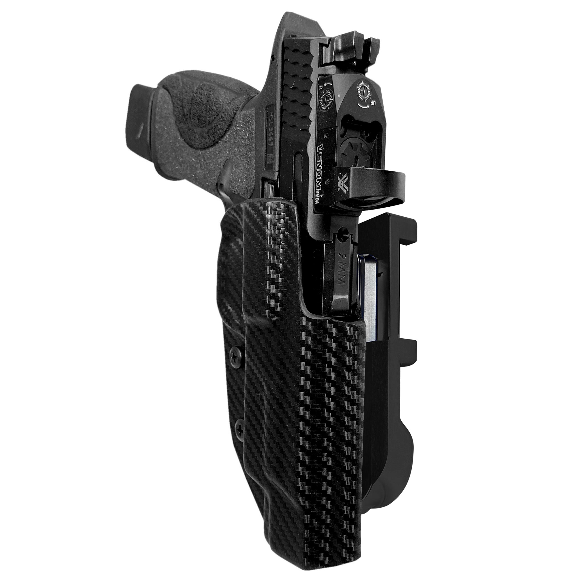 S&W M&P 5'' IDPA Quick Mount Holster with Black Belt Attachment, Carbon Fiber Holster Shell