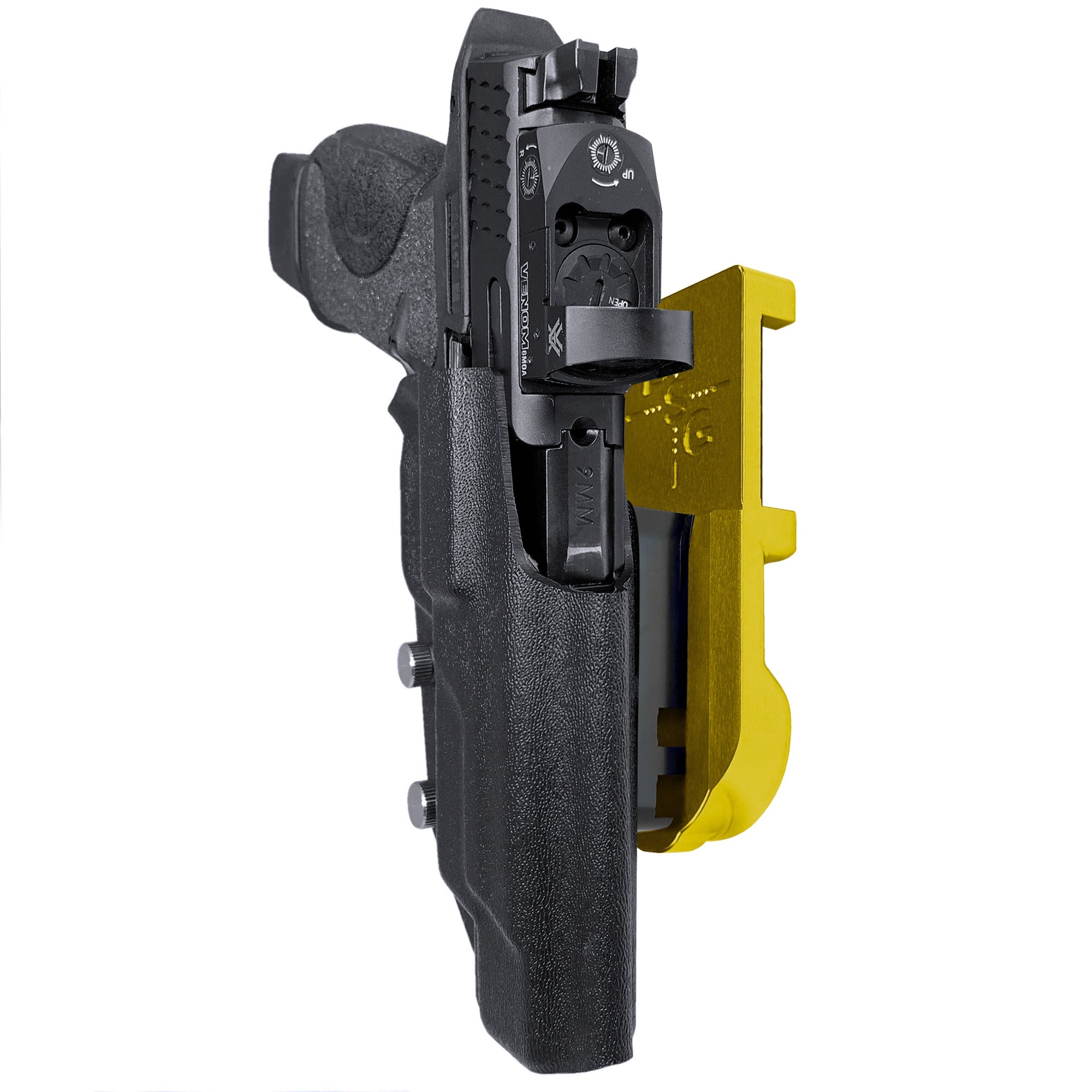 S&W M&P 5'' IPSC/USPA Quick Mount Holster with 24K Gold Belt Attachment, Black Holster Shell