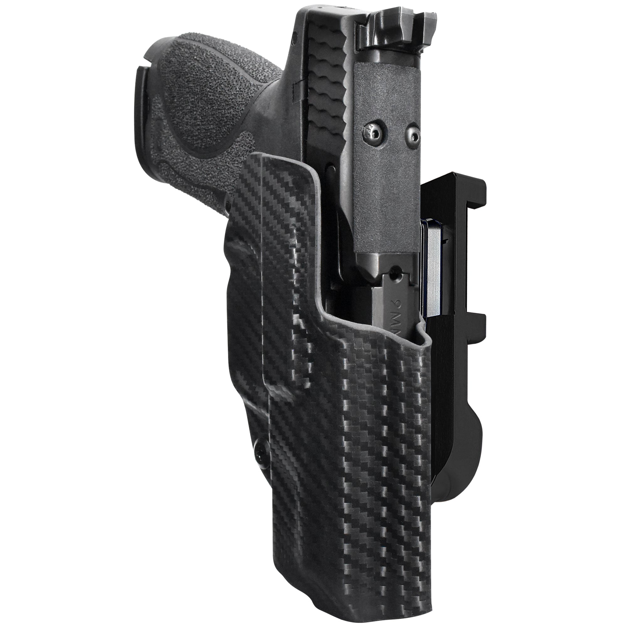 S&W MP9 Subcompact 3.6'' IDPA Quick Mount Holster with Black Belt Attachment, Carbon Fiber Holster Shell